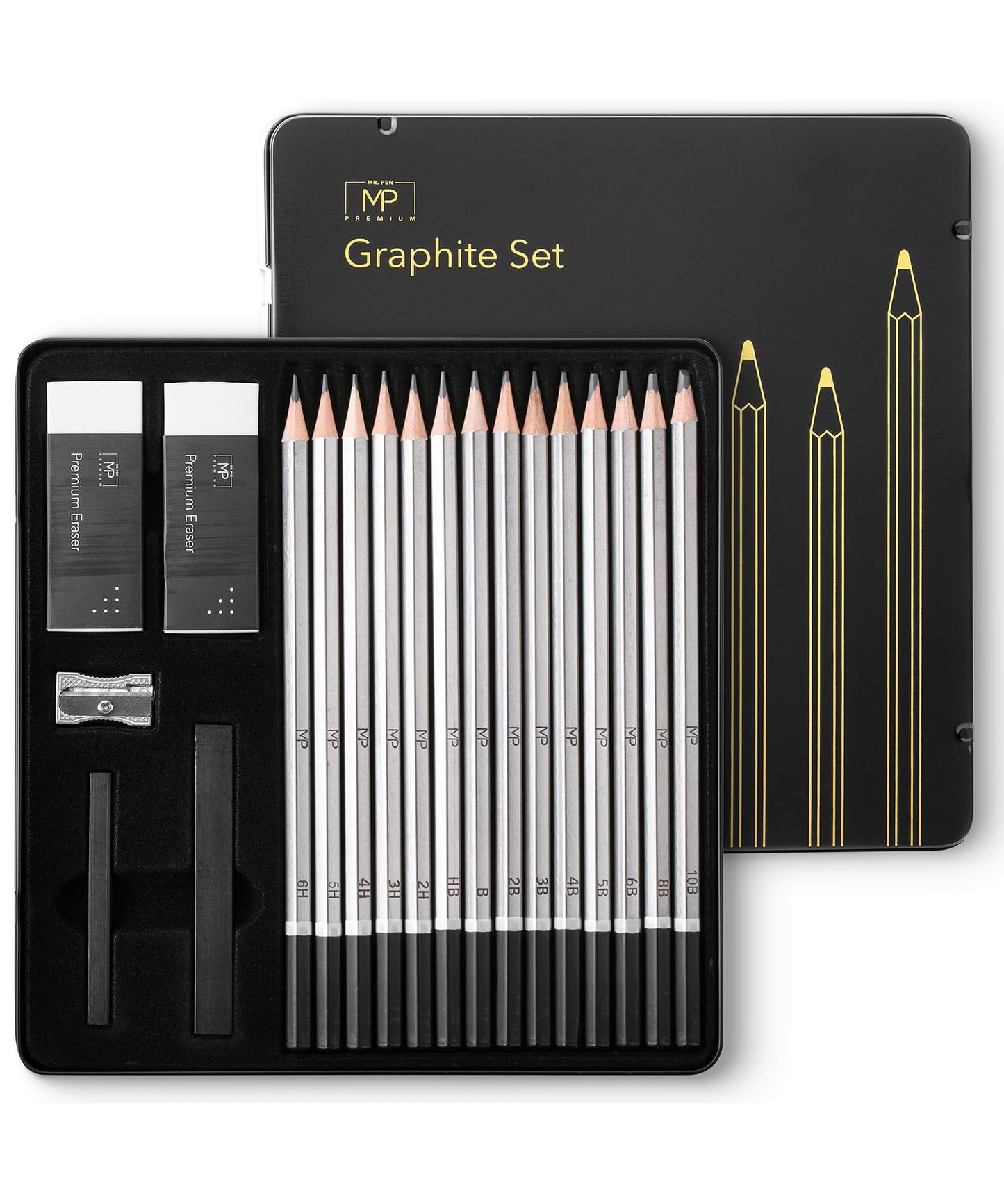 Mr. Pen- Sketch Pencils for Drawing, 14 Pack | Artist Graphite Pencils for Sketching (10B-6H), Sketch Set for Artists, Shading & Art Projects, Sketching Supplies