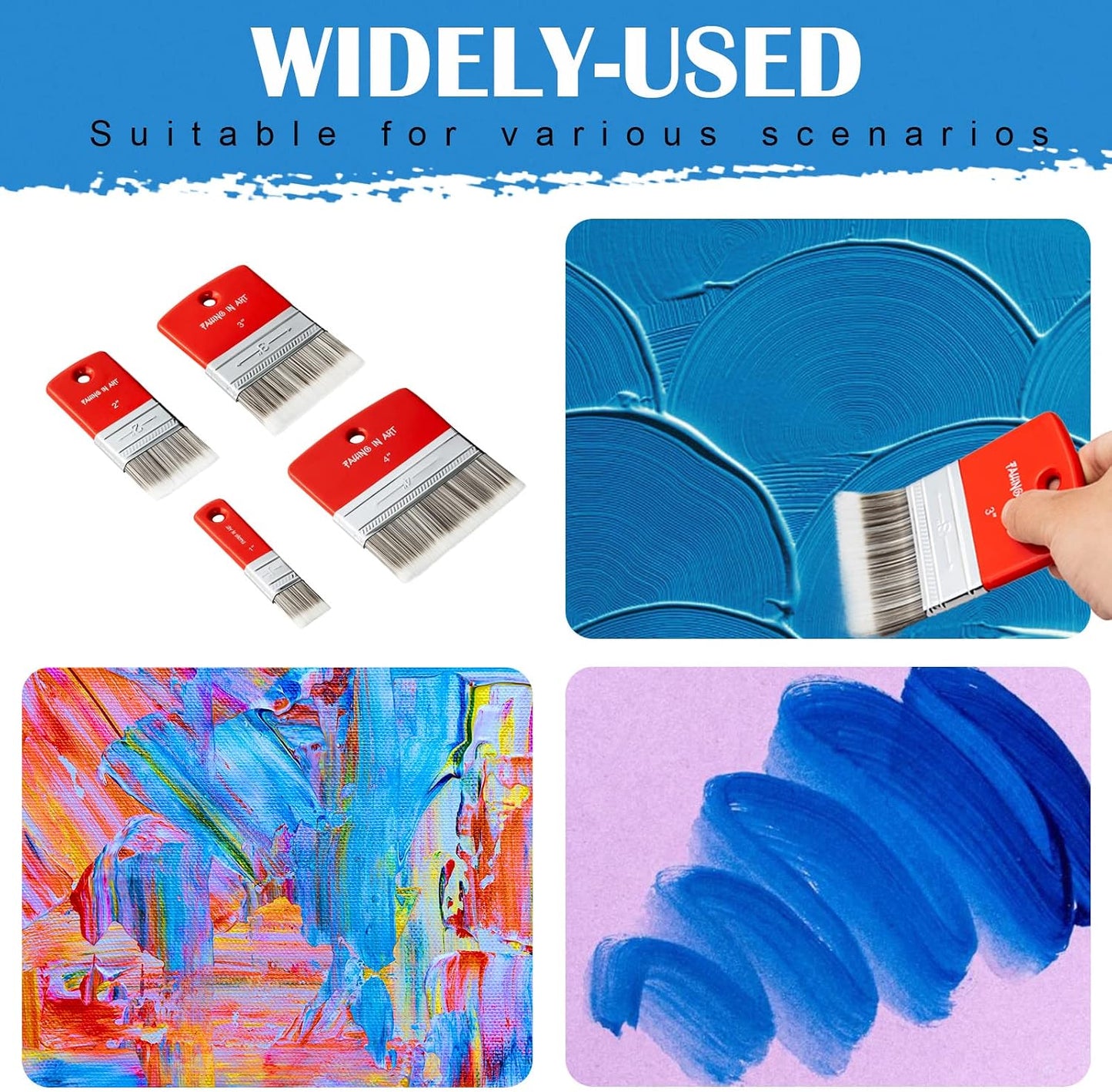 4 Inch Flat Paddle Paint Brush | Scale Brush, Blending Paint Brush, Wide Flat Paint Brushes for Oil and Acrylic Paints