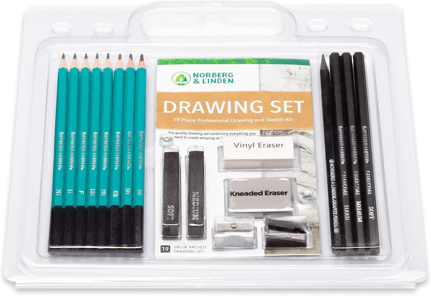 Drawing Set - Sketching and Charcoal Pencils - 100 Page Drawing Pad, Kneaded Eraser. Art Kit and Supplies for Kids, Teens and Adults, Sketch Set