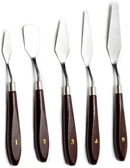 Artist Painting Knives Set - 5 Pieces Painting Knives Stainless Steel Spatula Palette Knife Oil Painting Accessories Color Mixing Set for Oil, Canvas, Acrylic