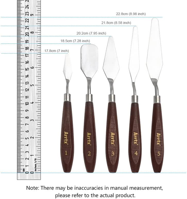 5 Pieces Painting Knives Stainless Steel Spatula Palette Knife Oil Painting Accessories Color Mixing Set for Oil, Canvas, Acrylic Painting-Lightwish