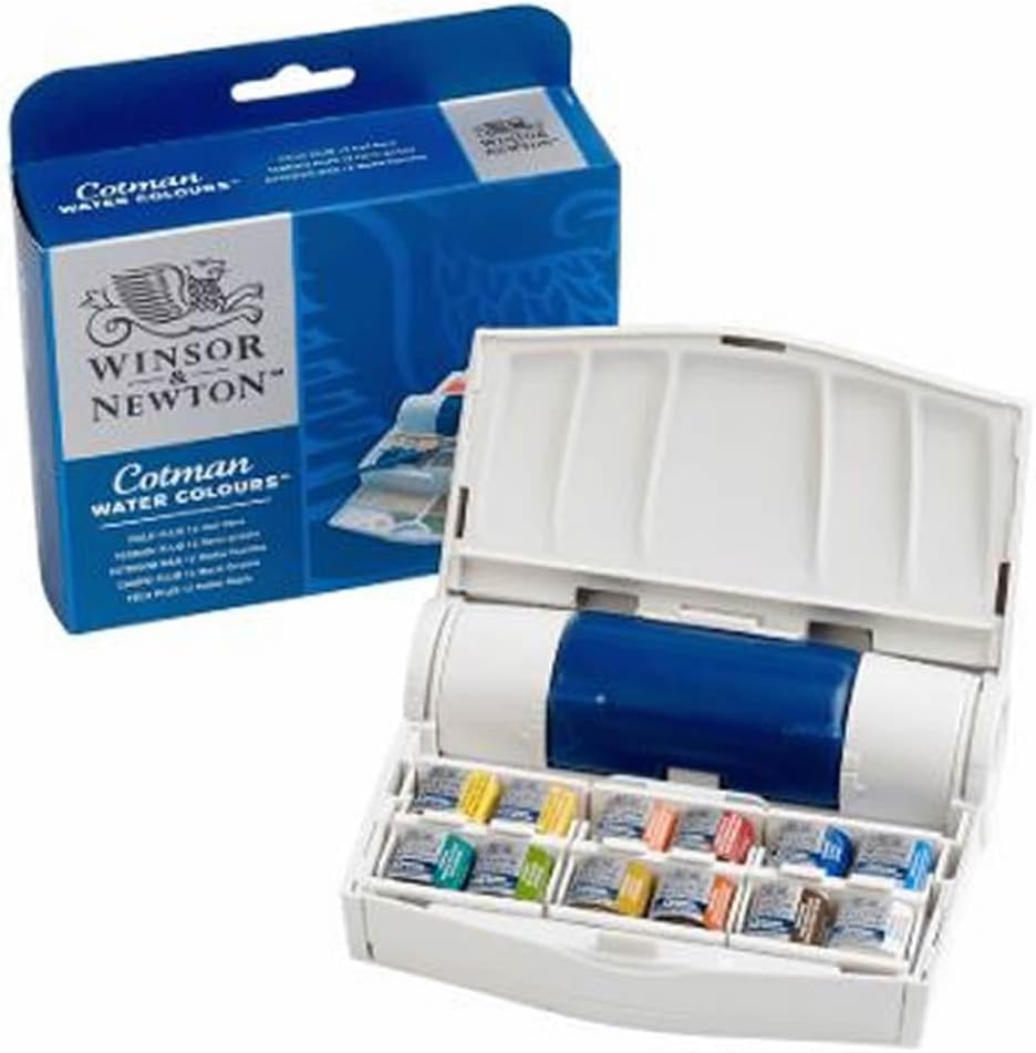 Winsor & Newton Cotman Watercolor Paint Set, Studio Set, 45 Half Pan w/ Brush