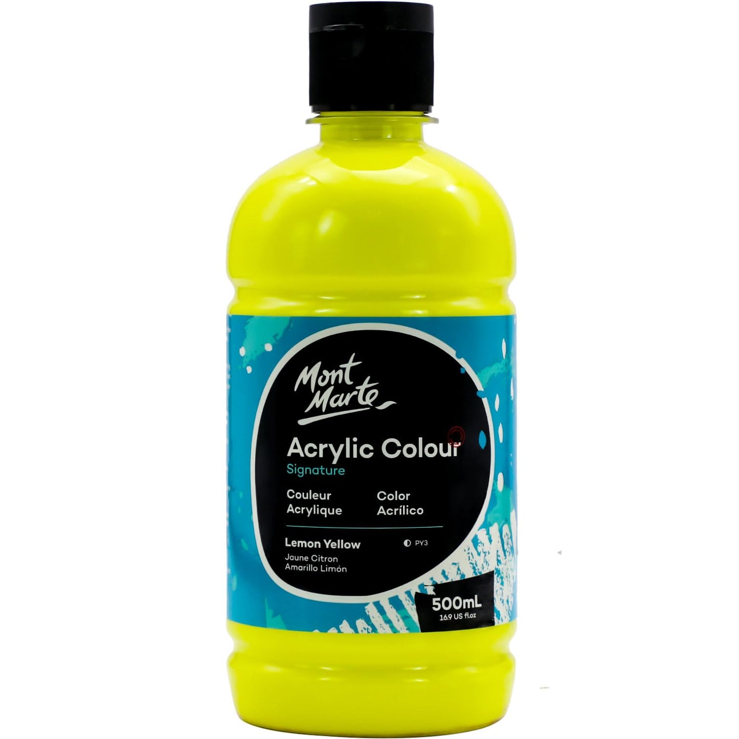 Mont Marte Signature Titanium White Acrylic Paint, 16.9oz (500ml), Semi-Matte Finish,Suitable for Canvas, Wood, Fabric, Leather, Cardboard, Paper, MDF and Crafts