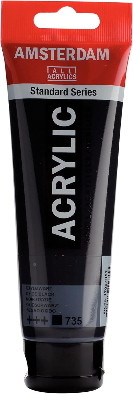 Amsterdam Standard Series Acrylic Paint Tube, Oxide Black 735, 4 fl oz | Vibrant Color with Acrylic Resin Binder, High Lightfastness, Water-Based, Strong Coverage, Visible Brush Strokes