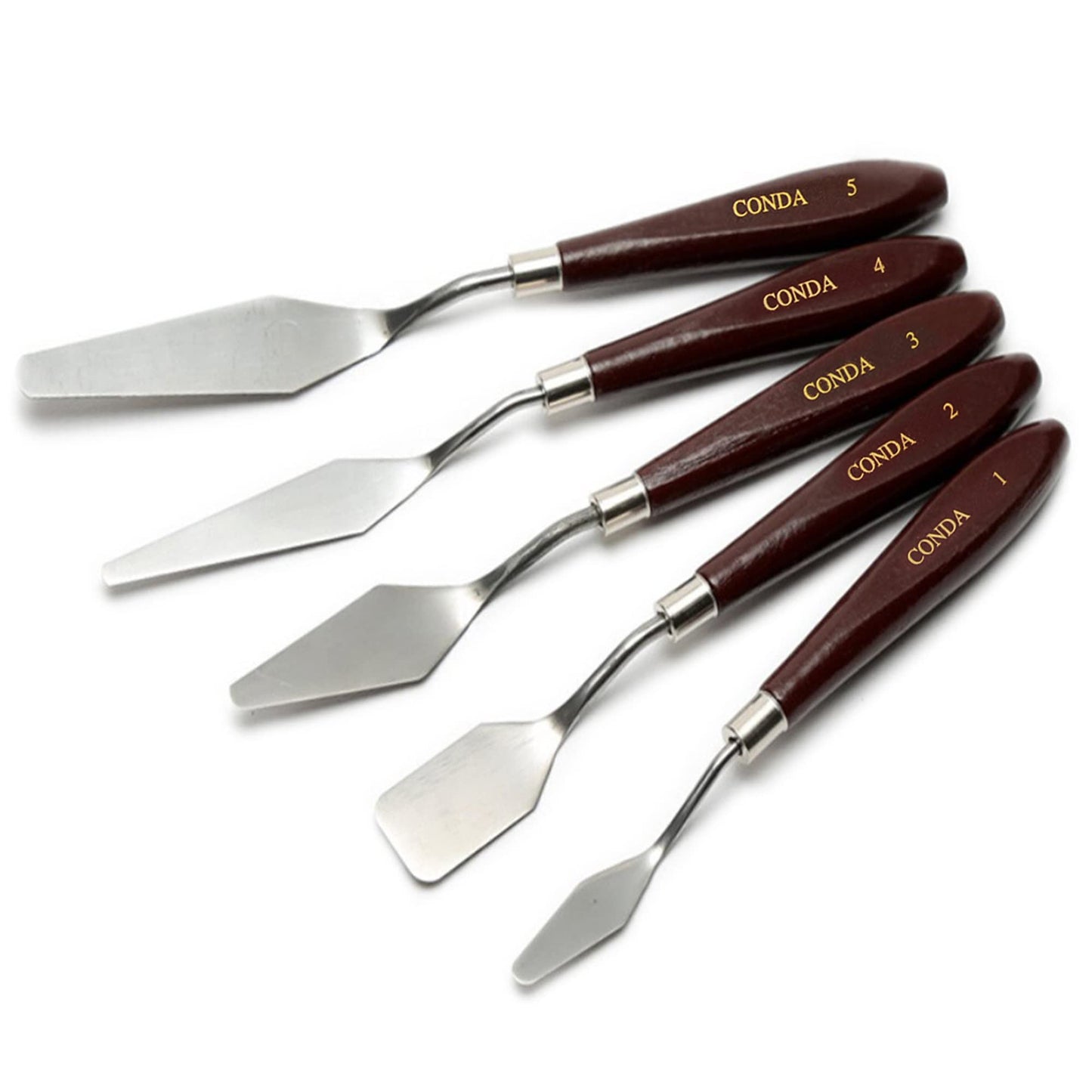 CONDA Palette Knife Set -10Pcs Stainless Steel Spatula Pallet Knife Painting Tools Metal Knives Wood Handle with Different Shapes and Sizes