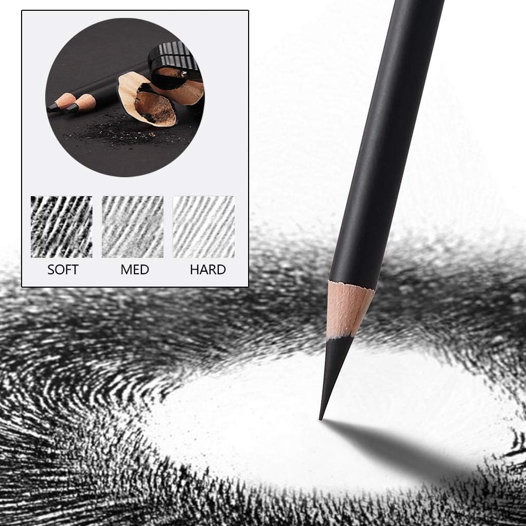 MARKART Professional Charcoal Pencils Drawing Set, 10 Pcs Soft Medium Hard | Charcoal Pencils for Drawing, Sketching, Shading, Artist Pencils for Beginners & Pro Artists