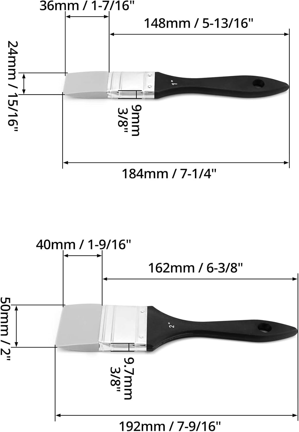 QWORK Paint Brush, Silicone Color Shaper Brush, 2 Pcs (1 inch,2 inch) Solid Flat Flexible Acrylic and Water Based Painting Tool for Move and Remove Acrylic Paints