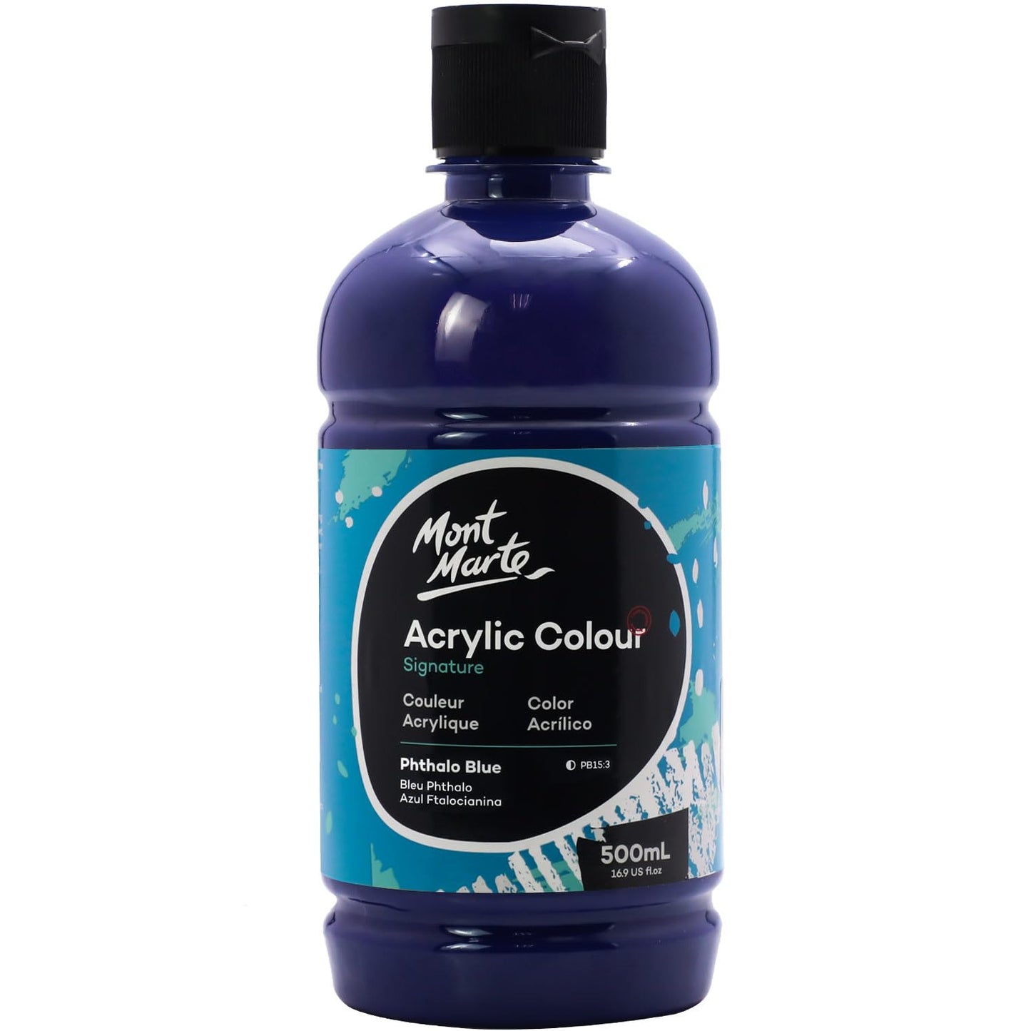 Mont Marte Signature Titanium White Acrylic Paint, 16.9oz (500ml), Semi-Matte Finish,Suitable for Canvas, Wood, Fabric, Leather, Cardboard, Paper, MDF and Crafts