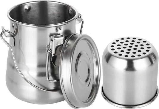 Oil Paint Brush Washer, Artist Brush Washer, Portable Stainless Steel Leak-Proof Paint Brush Washer with Lid and Filter Screen for Oil Painting, 3.9 Tall x 3.4 inch Diameter, Silver