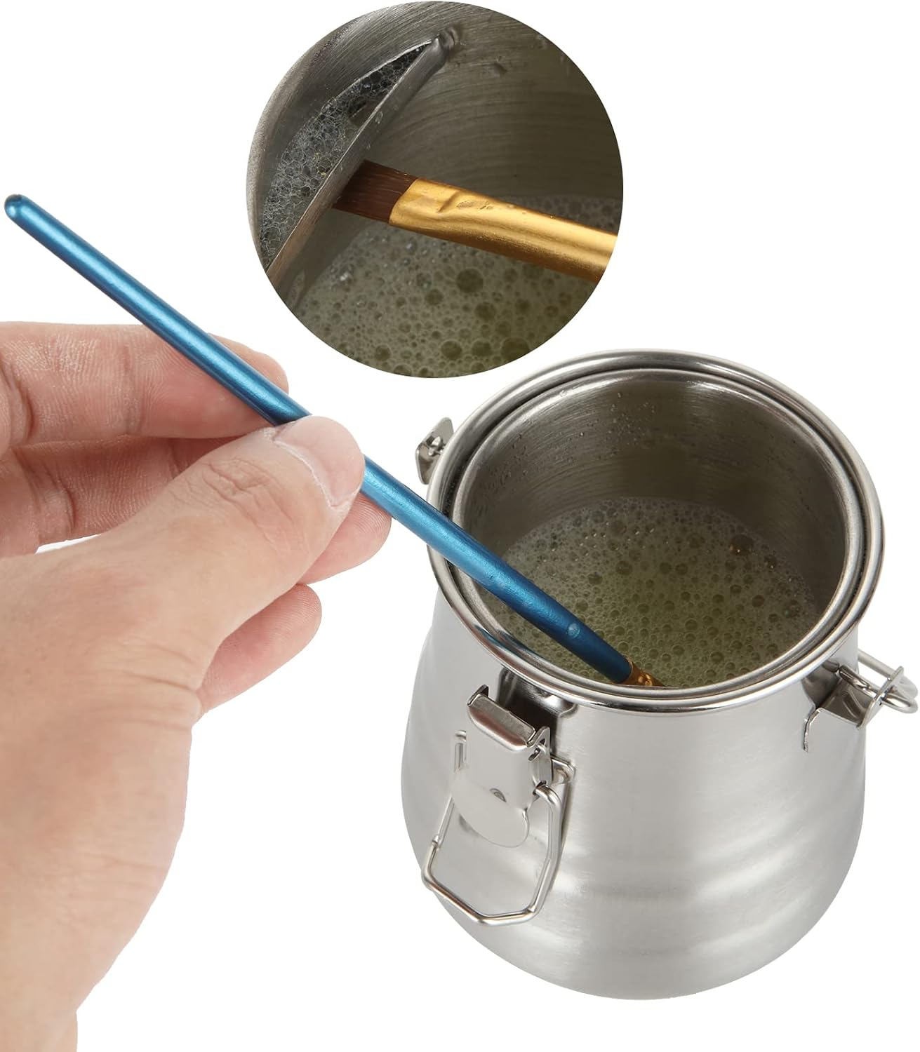 Oil Paint Brush Washer, Artist Brush Washer, Portable Stainless Steel Leak-Proof Paint Brush Washer with Lid and Filter Screen for Oil Painting, 3.9 Tall x 3.4 inch Diameter, Silver