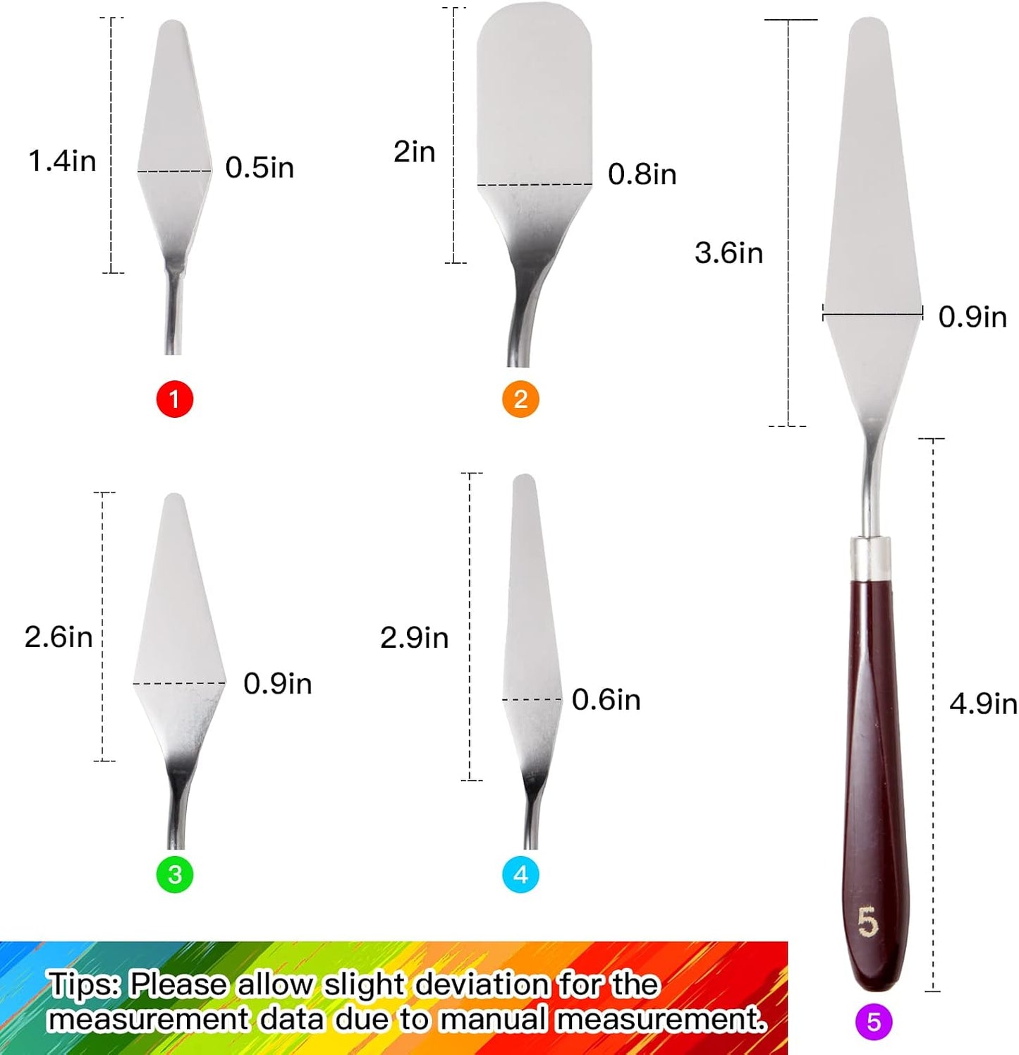10PCS Palette Knife, Stainless Steel Painting Knife Set, Flexible Spatula Pallet Knife, Metal Artist Knives, Oil Painting Accessories Color Mixing Scraper for Oil, Canvas, Acrylic Painting By CUALORK