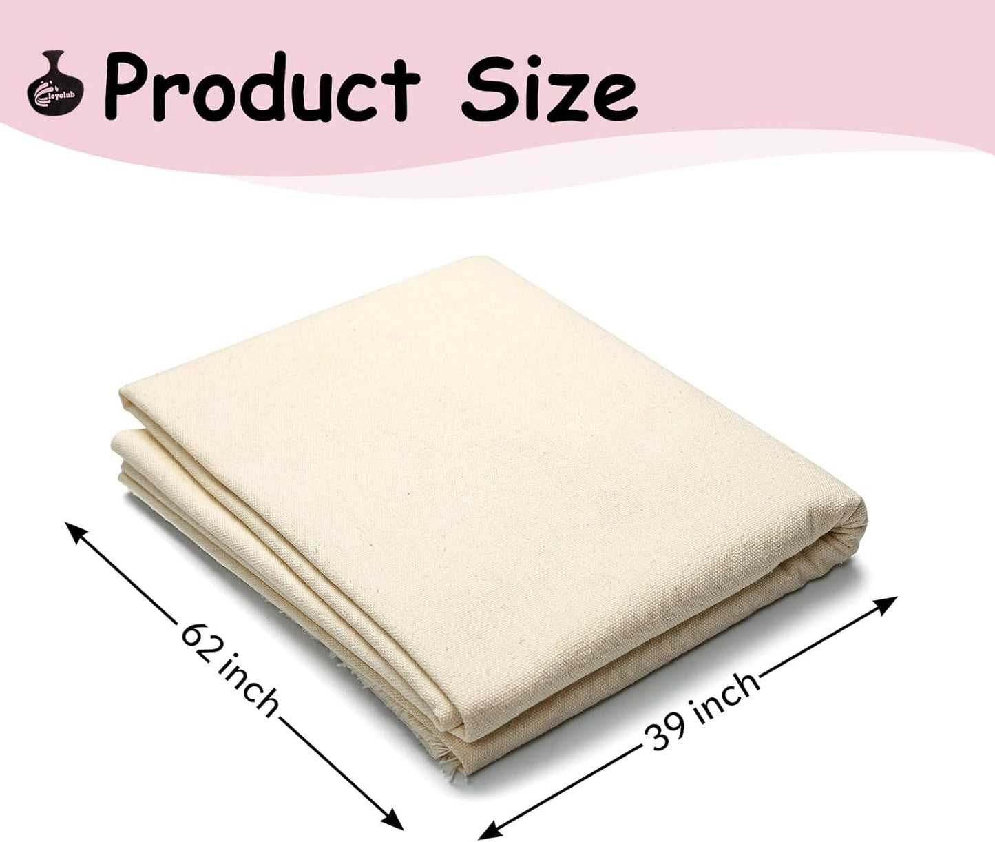 Pottery Tablecloth-Heavy Duty Linen Cotton Blend, 62x39 Inches, High Absorbency Textured Surface for Pottery Making, Oil Painting, Various Handmade Crafts (1PCS)