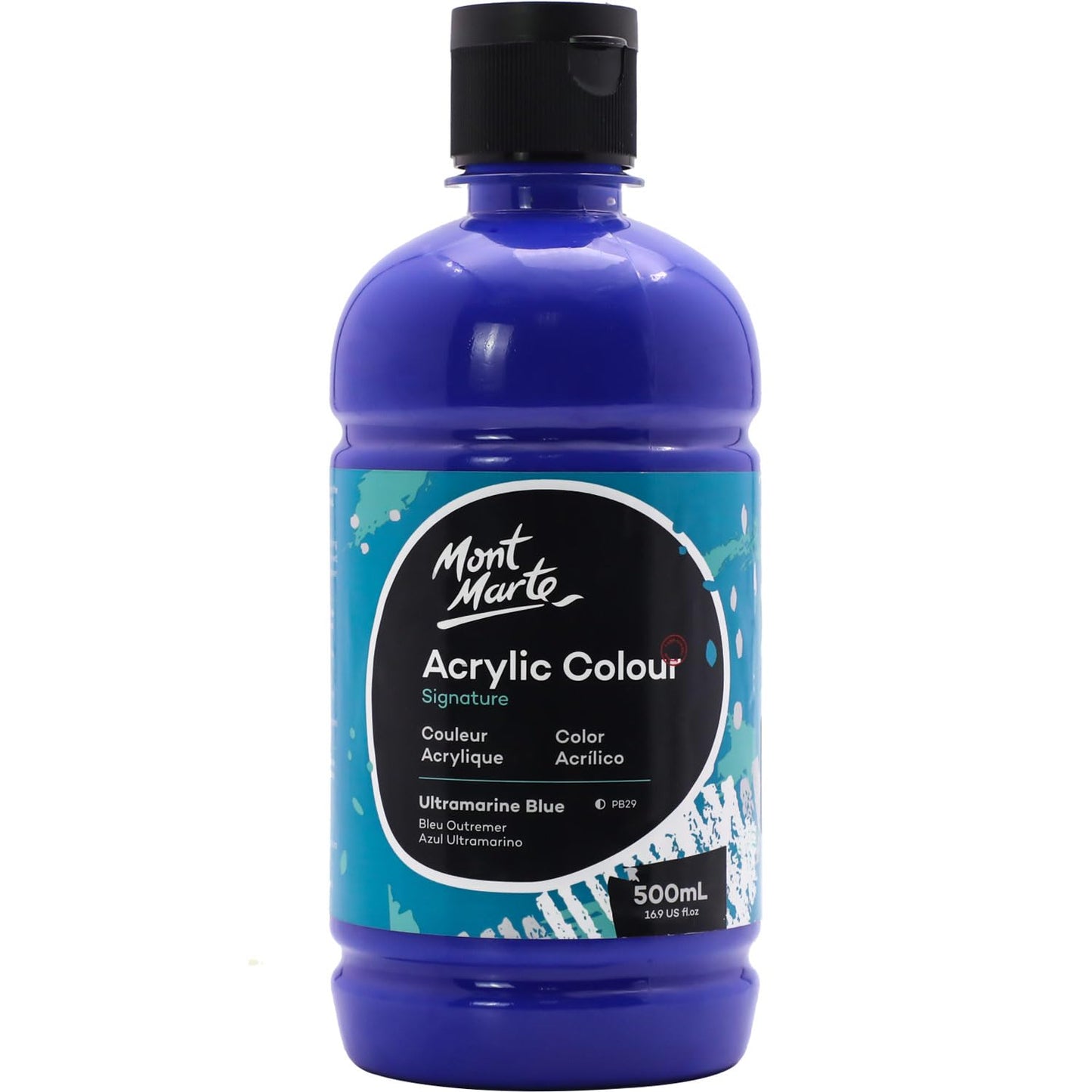 Mont Marte Signature Titanium White Acrylic Paint, 16.9oz (500ml), Semi-Matte Finish,Suitable for Canvas, Wood, Fabric, Leather, Cardboard, Paper, MDF and Crafts