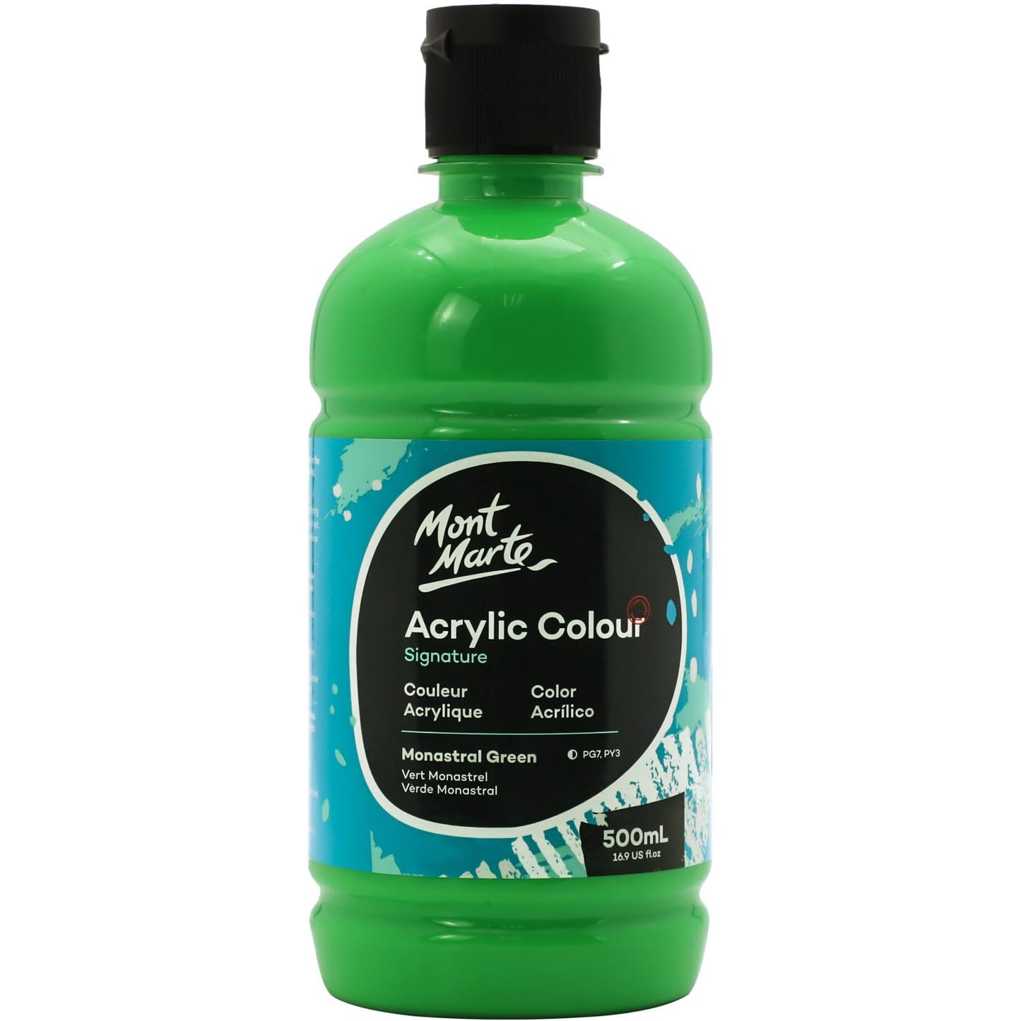Mont Marte Signature Titanium White Acrylic Paint, 16.9oz (500ml), Semi-Matte Finish,Suitable for Canvas, Wood, Fabric, Leather, Cardboard, Paper, MDF and Crafts