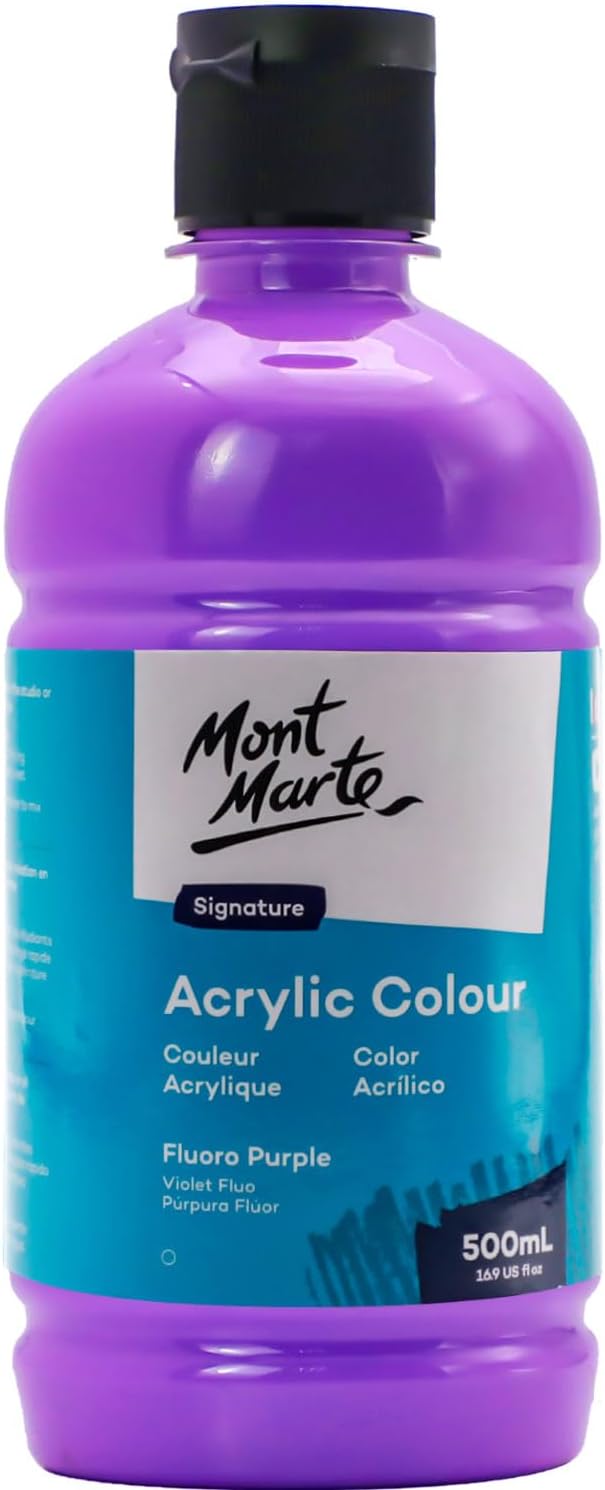 Mont Marte Signature Titanium White Acrylic Paint, 16.9oz (500ml), Semi-Matte Finish,Suitable for Canvas, Wood, Fabric, Leather, Cardboard, Paper, MDF and Crafts