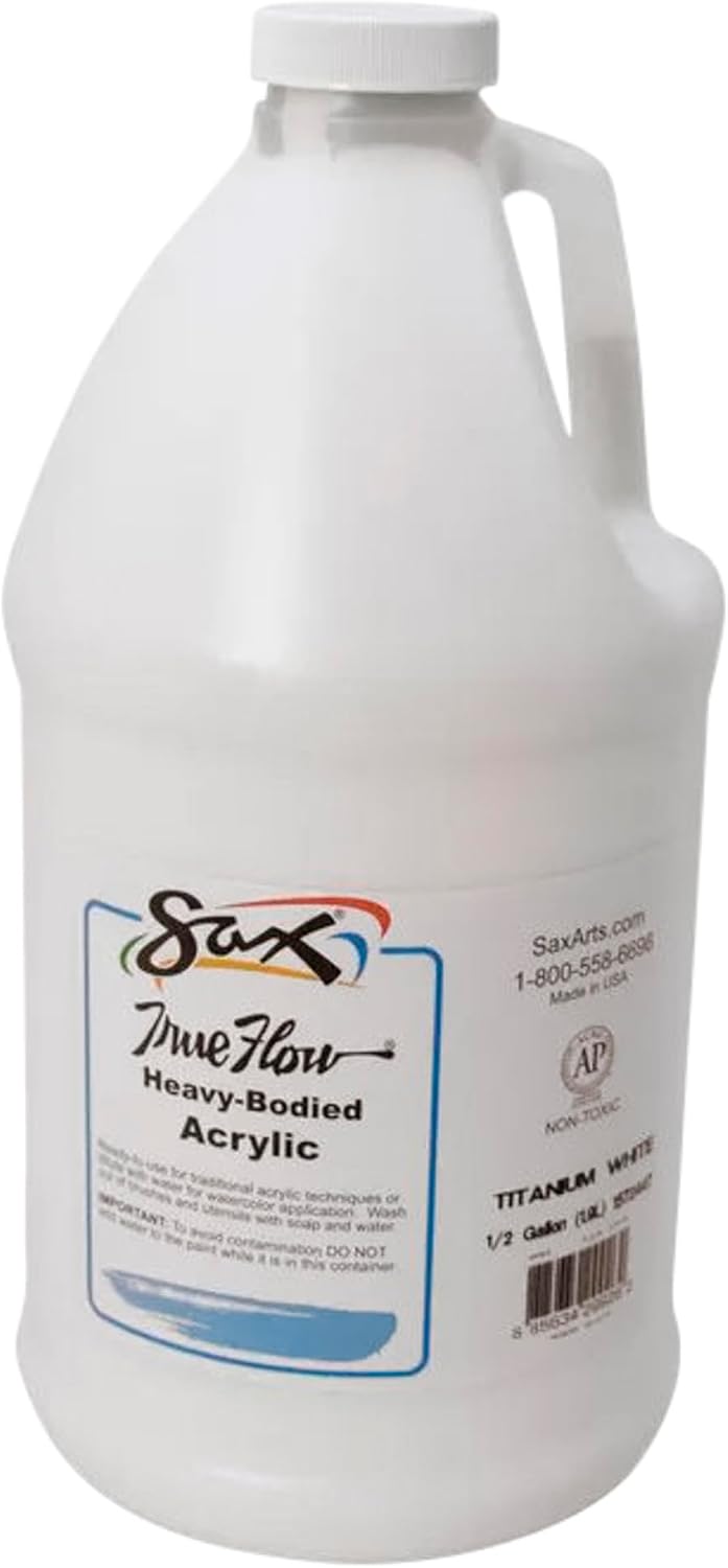 Sax True Flow Heavy Body Acrylic Paint, 1/2 Gallon, Titanium White - 439301, 64 Fl Oz (Pack of 1)