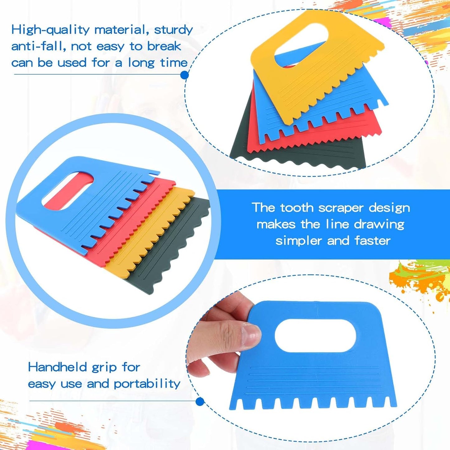 Plastic Paint Scraper Tool, Ymapinc Plastic Textured Art Tools, DIY Graffiti Oil Painting and Drawing Play for Texture Art on Canvas Putty Acrylic Plaster Art Pottery Scraper Tool