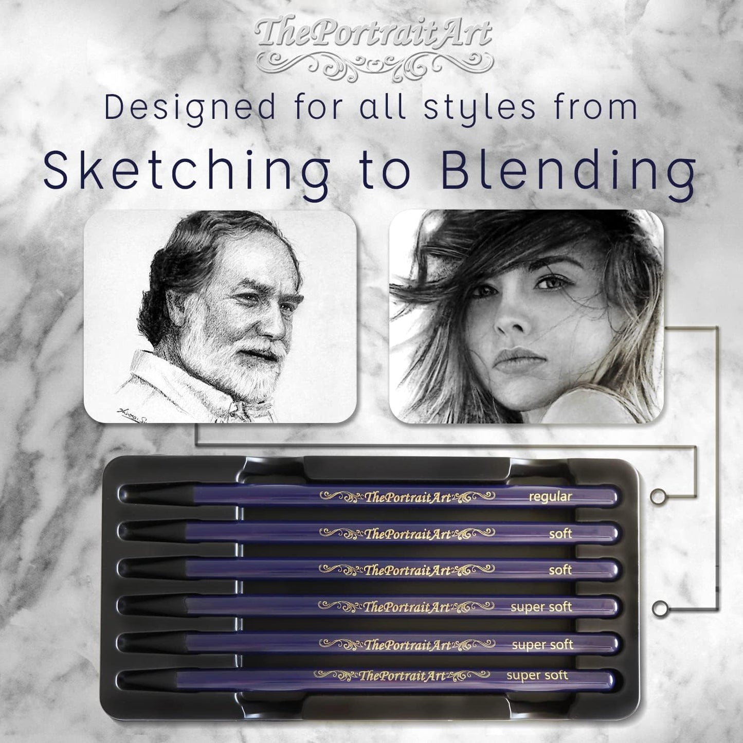 Woodless Pure Charcoal Pencils Set, Soft & Dark 6-Pc | Set Equivalent to 28+ Regular Drawing Pencils – Smooth Consistency on All Drawing Paper for Art Supplies