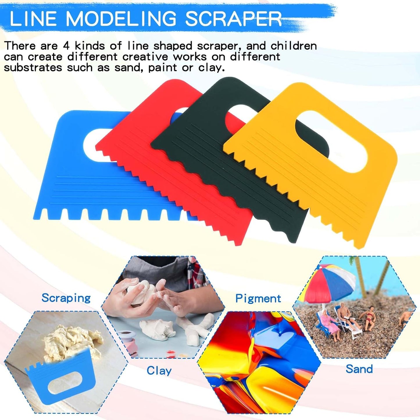 Plastic Paint Scraper Tool, Ymapinc Plastic Textured Art Tools, DIY Graffiti Oil Painting and Drawing Play for Texture Art on Canvas Putty Acrylic Plaster Art Pottery Scraper Tool