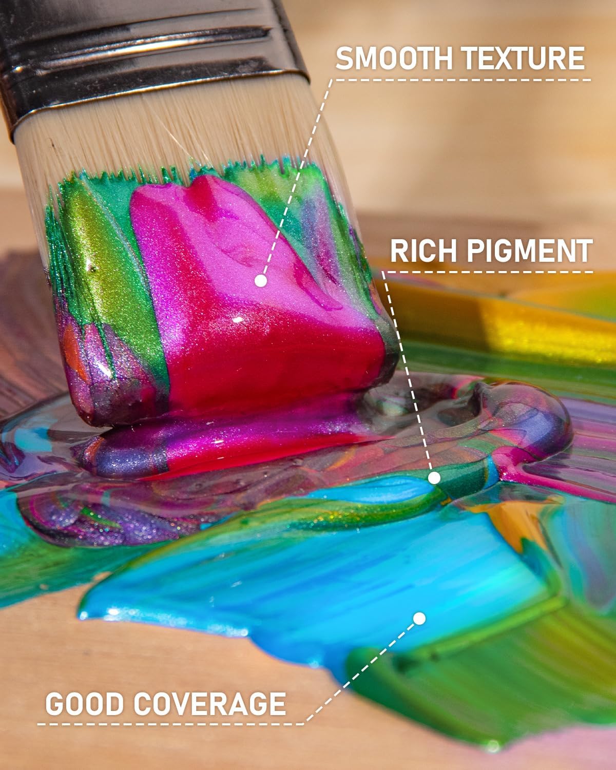 Nicpro 20 Colors Iridescent Acrylic Paint,8.45oz Large Bulk Metallic Paint | Color Shifting Craft Paint, Non-Toxic Art Painting Supplies, For Canvas Fabric Rock Wood with Paint Knife Color Wheel