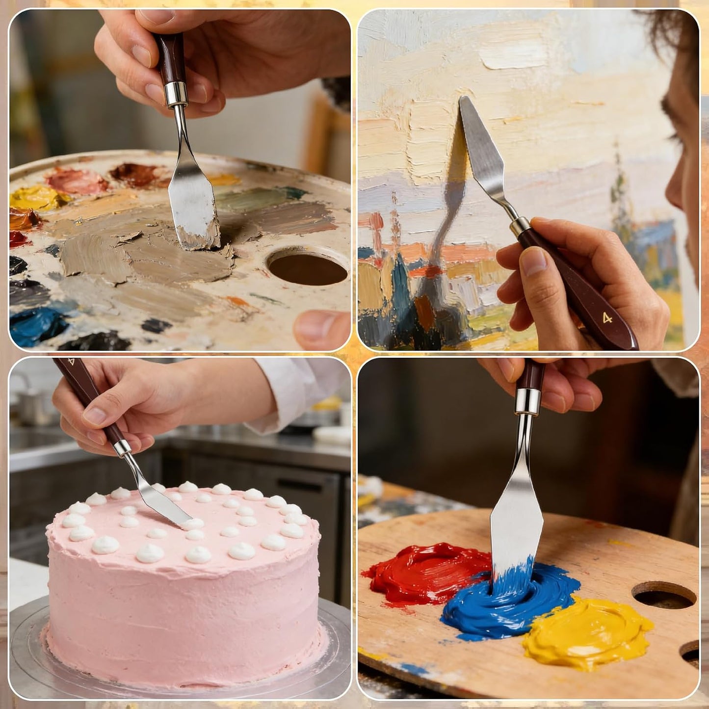 Painting Palette Knife - 5pcs Professional Stainless Palette Paint Knives With 6 Plastic Scrapers Ar Paint Tool for Oil, Canvas, Acrylic Painting & Cake Decorating