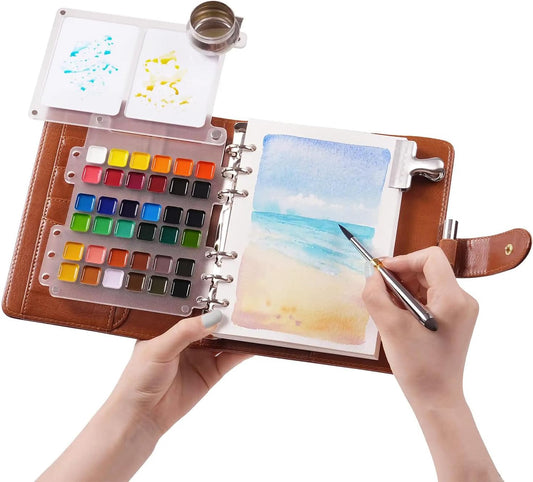 Fuumuui Watercolor Travel Sketchbook Set, 36-Color Watercolor Paints Kit & 100% Cotton Cold Press 300gsm Portable Art Journal with Dual-Tip Brush – Plein Air Painting Supplies for Artists, Beginners, Journaling