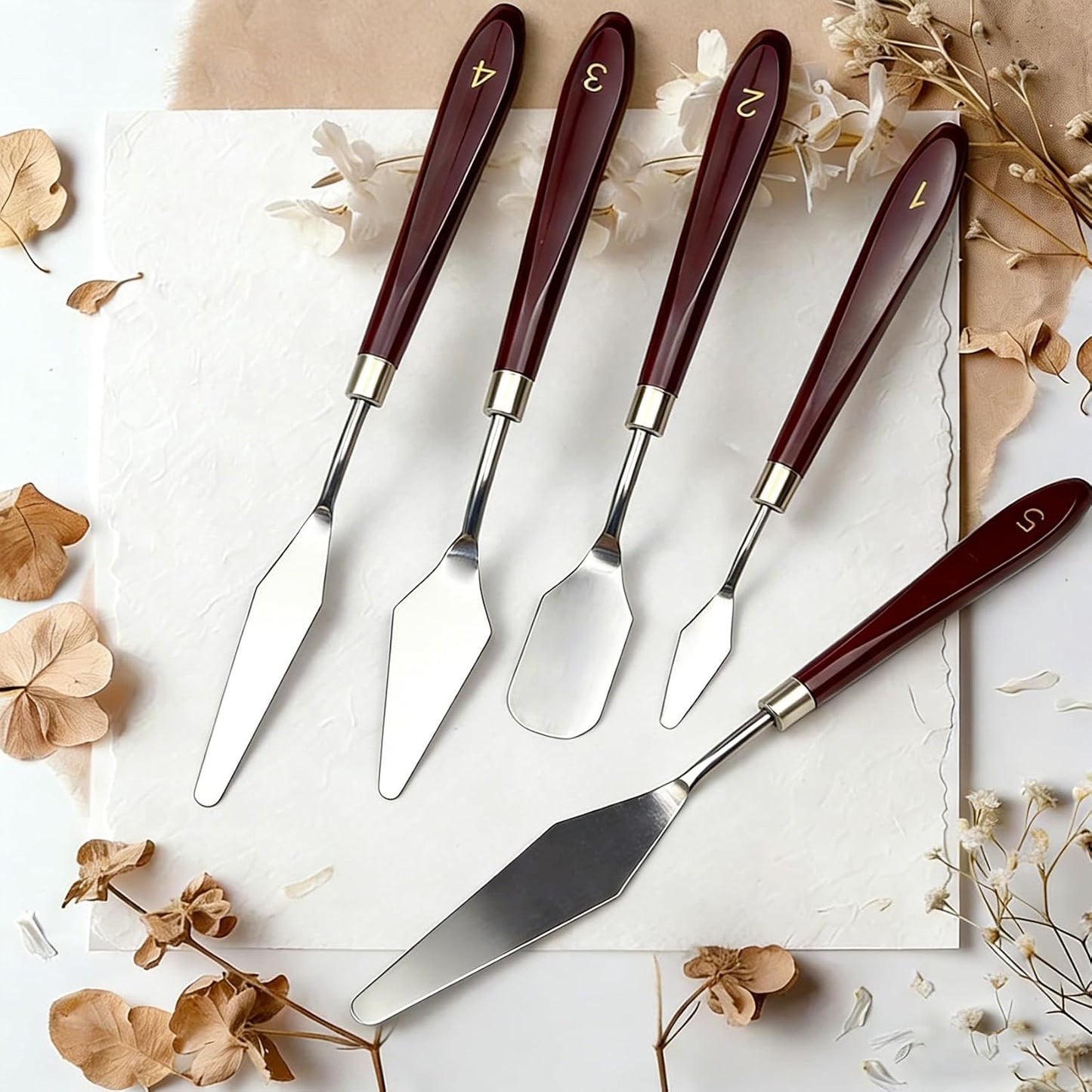 Painting Palette Knife - 5pcs Professional Stainless Palette Paint Knives With 6 Plastic Scrapers Ar Paint Tool for Oil, Canvas, Acrylic Painting & Cake Decorating