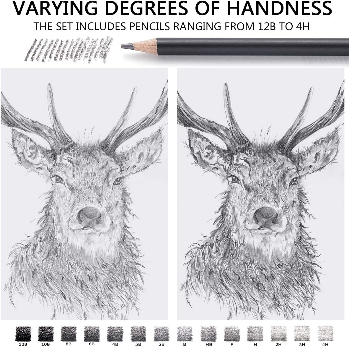 MARKART Drawing Sketching Pencils Set, 14 Pieces, Graphite Pencil(12B - 4H) | Professional Sketch Pencils for Drawing Art, Sketching, Shading & Art Projects , Artist Pencils for Beginners & Pro Artists