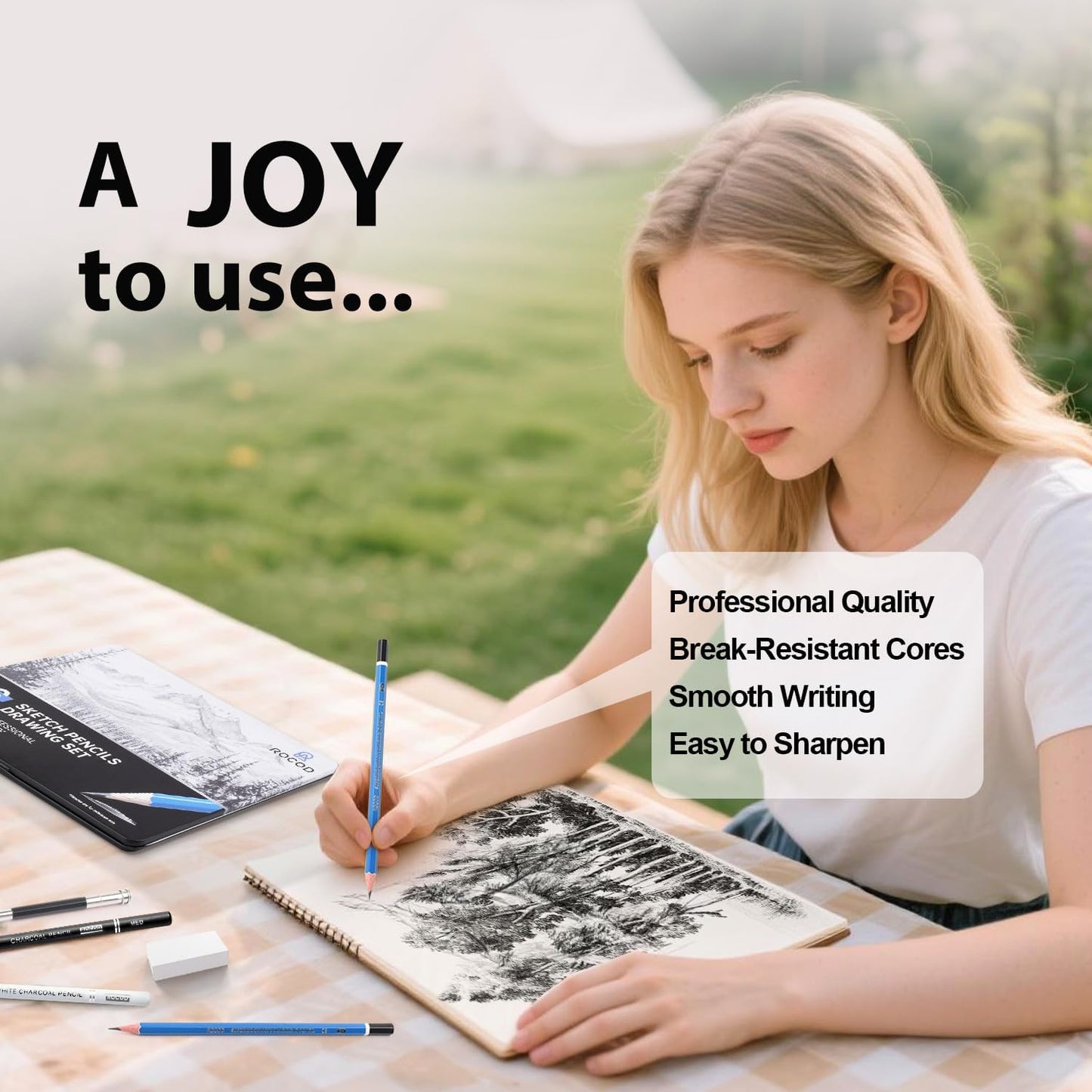 Sketch Pencils for Kids and Adults Drawing, 26-Piece Profession Sketching Pencils, Drawing Pencil for Artists Beginner Sketching, Art Graphite Pencil 6B to 4H