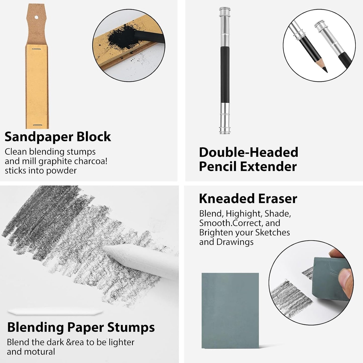 22 PCS Drawing Sketching Pencil Set, Graphite Pencils (10B-6H) | Charcoal Sticks, Blending Stumps, Erasers, Pencil Sharpeners, Drawing Sketching Pencil, Art Pencils for Beginners & Artists