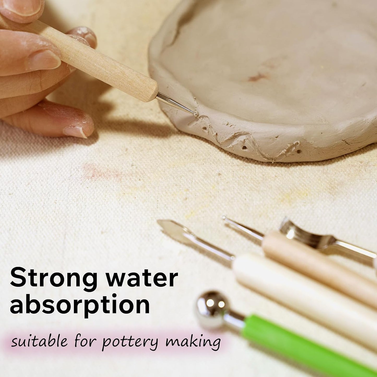 Pottery Tablecloth-Heavy Duty Linen Cotton Blend, 62x39 Inches, High Absorbency Textured Surface for Pottery Making, Oil Painting, Various Handmade Crafts (1PCS)