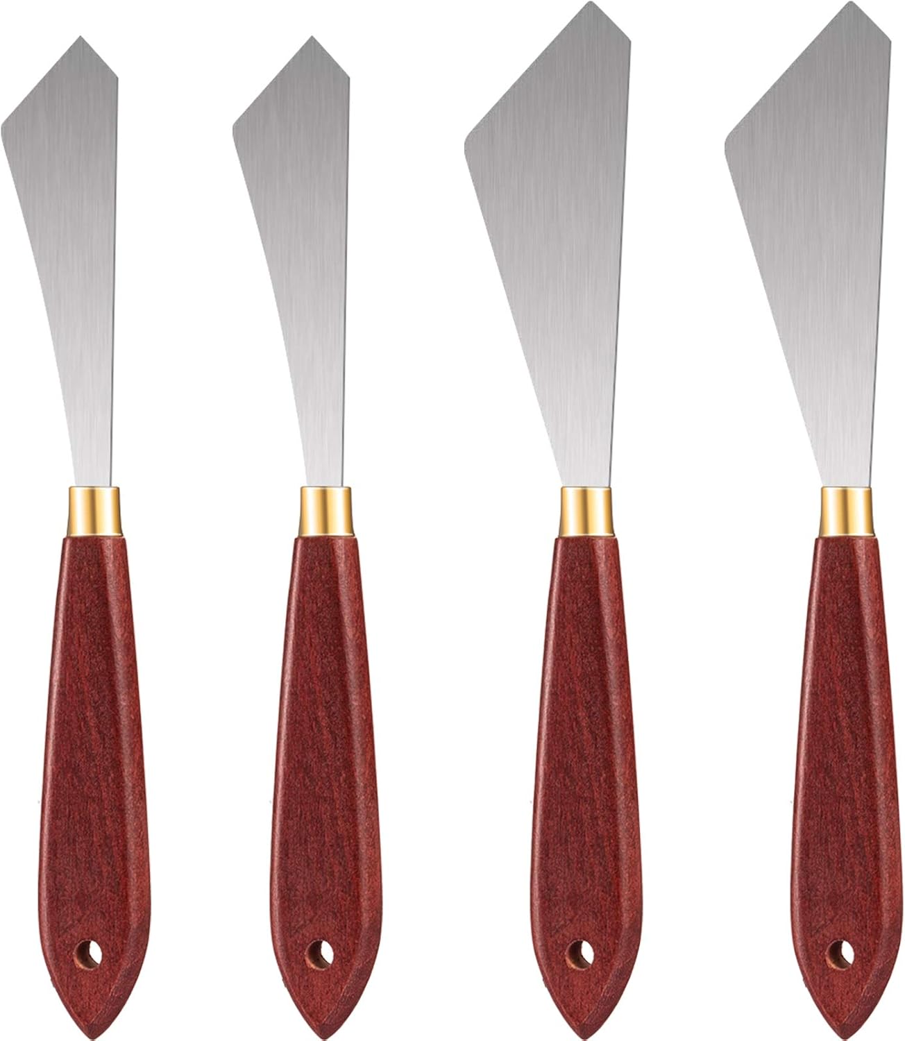 Palette Knife Set Spatula Pallet Knives Stainless Steel Painting Knife Mixing Scraper Oil Painting Accessories Paint Metal Knives Wood Handle for Art Acrylic Draw Color Mixing Supplies(4 Pieces)