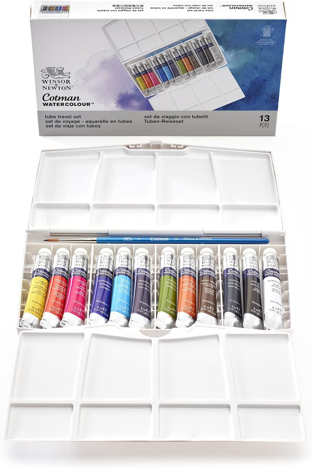 Winsor & Newton Cotman Watercolor Paint Set, Studio Set, 45 Half Pan w/ Brush