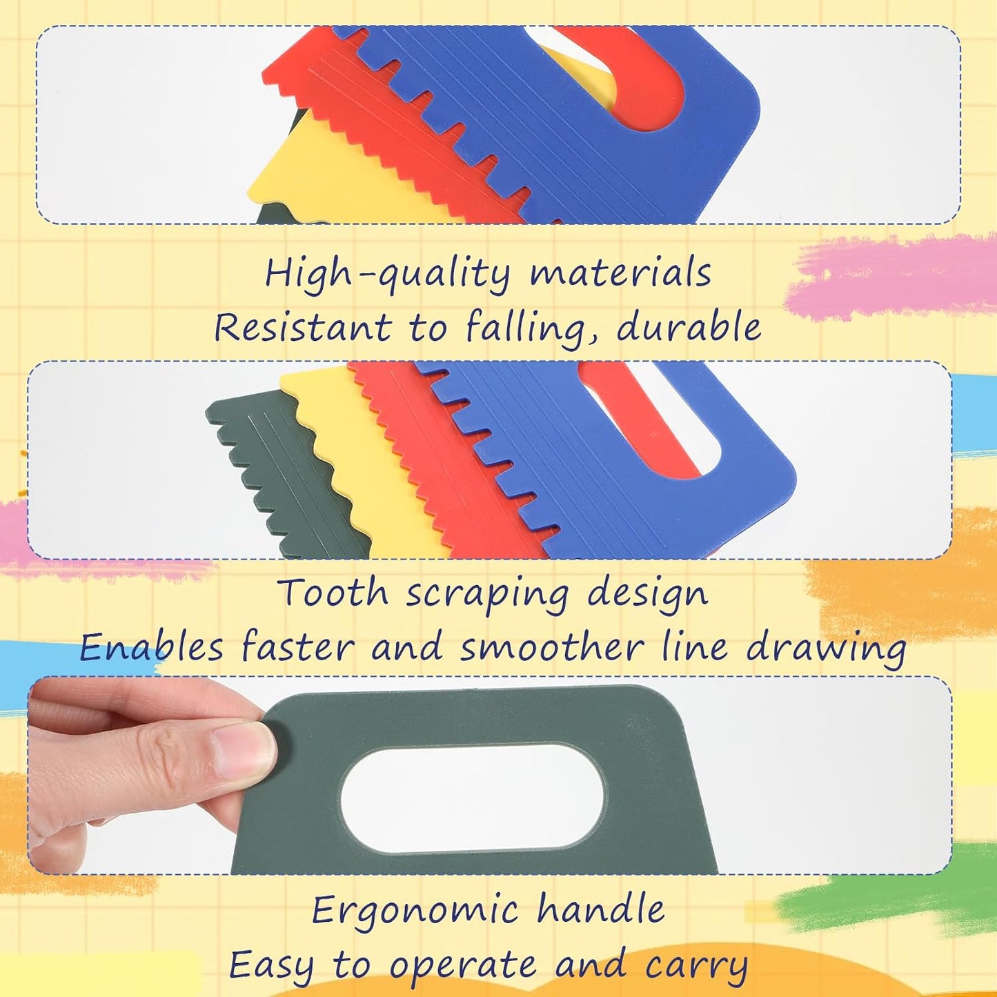 4 Pack Texture Tools for Plaster Plastic Paint Scraper Tool Art Paint Scrapers Kit Textured Art Tools Art Putty Scraper DIY Graffiti Oil Painting and Drawing Plaster Texture Tools for Texture Art on C