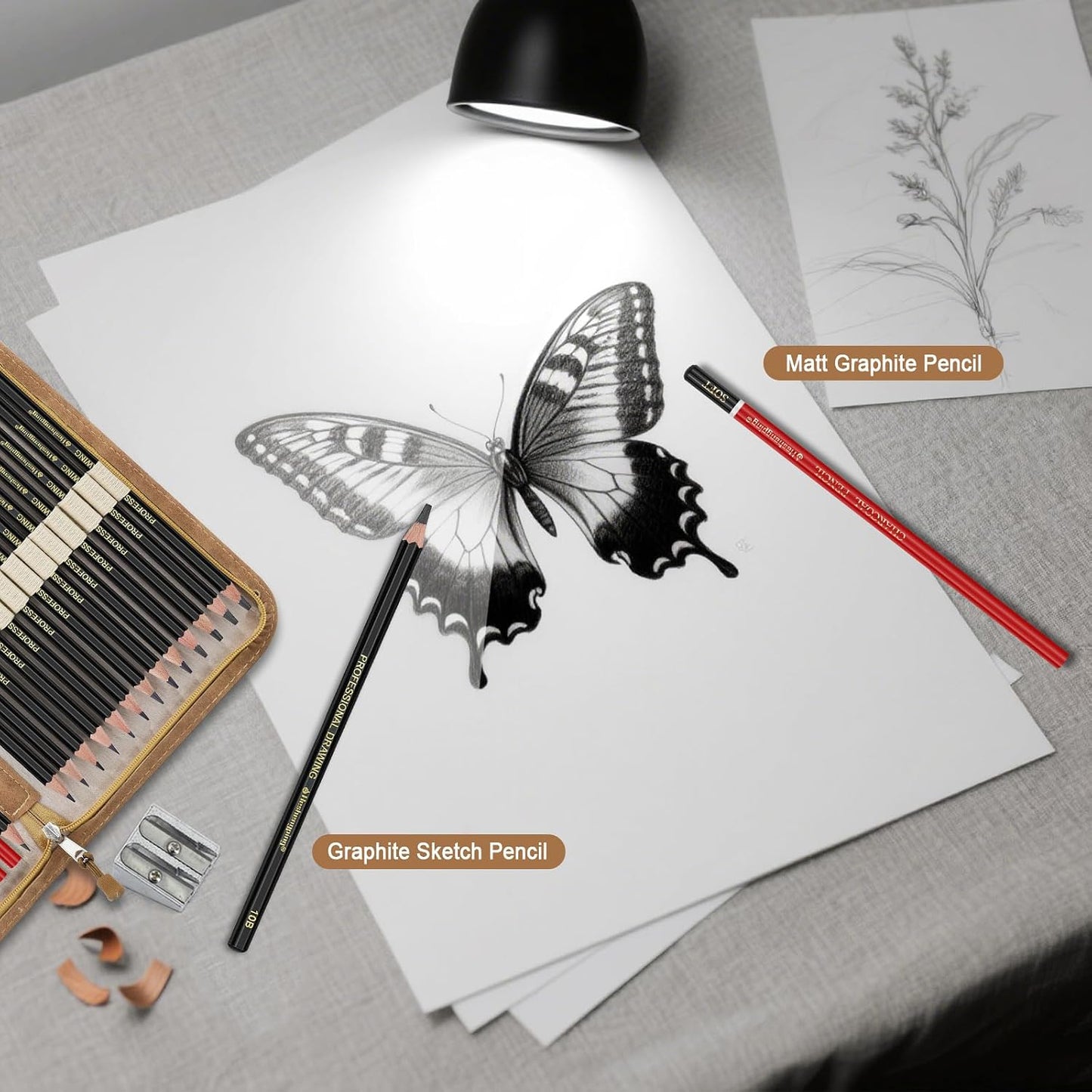 Heshengping, Sketching and Drawing Pencils Set 26pcs, Art Supplies Drawing pencil Kit,Graphite Charcoal Professional Pencils Set, Adults Beginners Artist