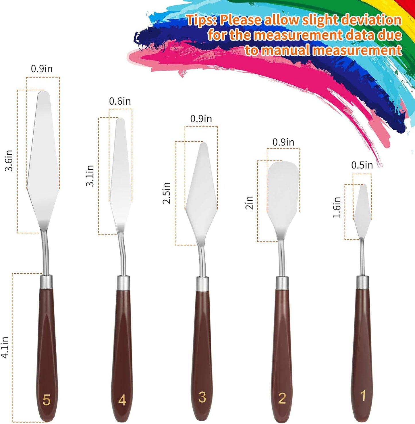 5pcs Palette Knife,Stainless Steel Spatula Palette Knife set, Pallet Knife,Painting Knives,Oil Painting Accessories for Oil, Canvas, Acrylic Painting By EGYPAMID