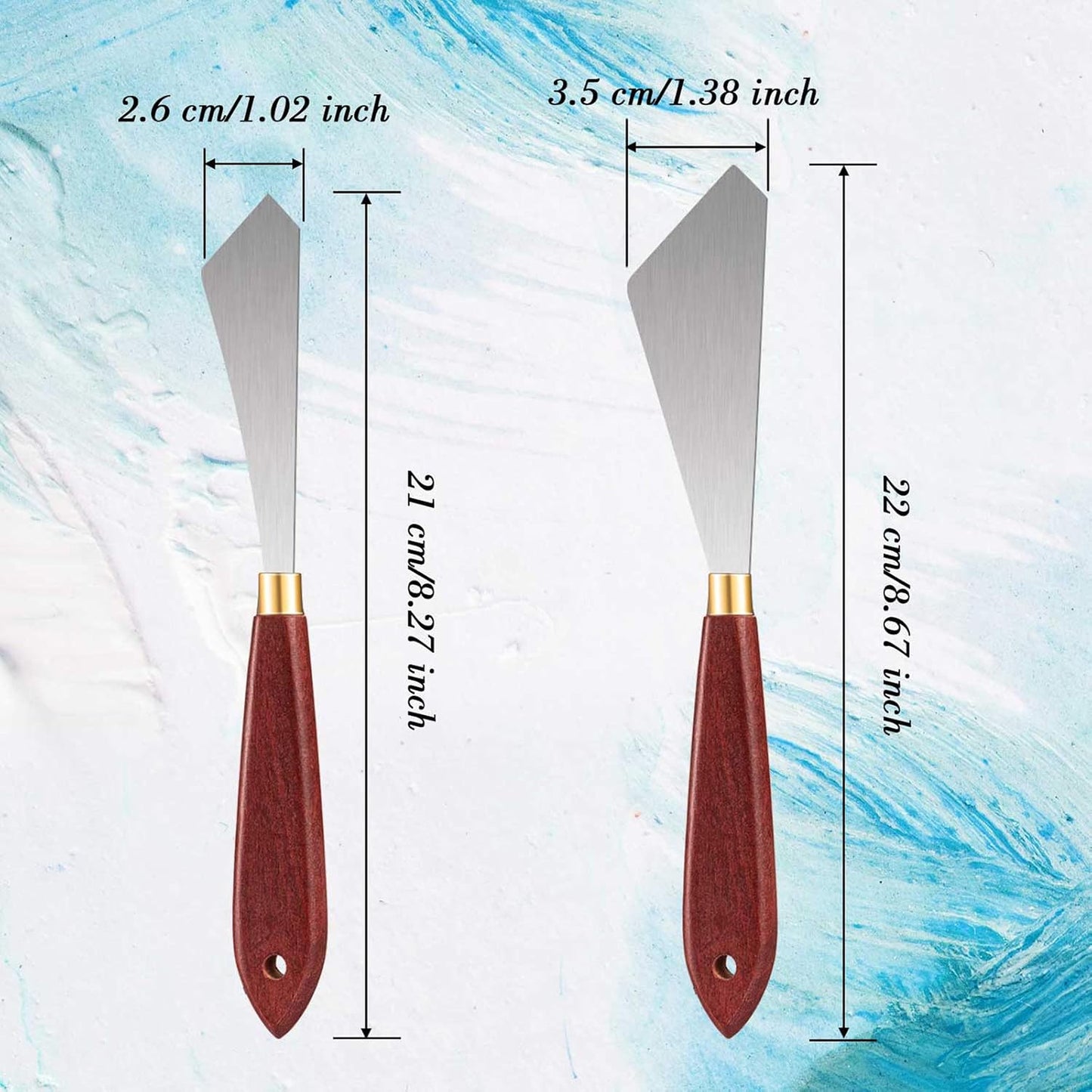Palette Knife Set Spatula Pallet Knives Stainless Steel Painting Knife Mixing Scraper Oil Painting Accessories Paint Metal Knives Wood Handle for Art Acrylic Draw Color Mixing Supplies(2 Pieces)
