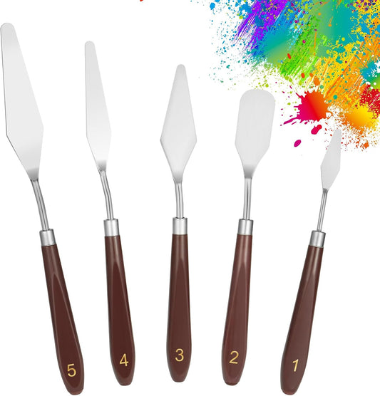 5pcs Palette Knife,Stainless Steel Spatula Palette Knife set, Pallet Knife,Painting Knives,Oil Painting Accessories for Oil, Canvas, Acrylic Painting By EGYPAMID