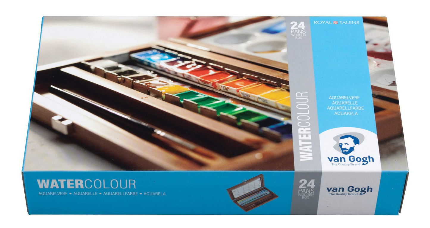 Van Gogh Watercolor Paint Set, Plastic Pocketbox, 12-Half Pan + 3-Half Pan Bonus General Selection