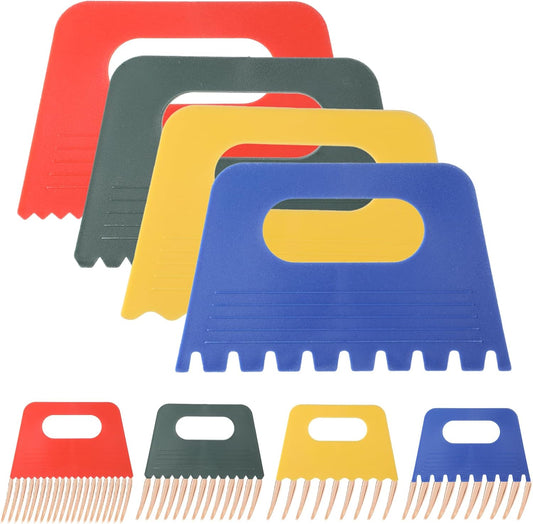 4 Pack Texture Tools for Plaster Plastic Paint Scraper Tool Art Paint Scrapers Kit Textured Art Tools Art Putty Scraper DIY Graffiti Oil Painting and Drawing Plaster Texture Tools for Texture Art on C
