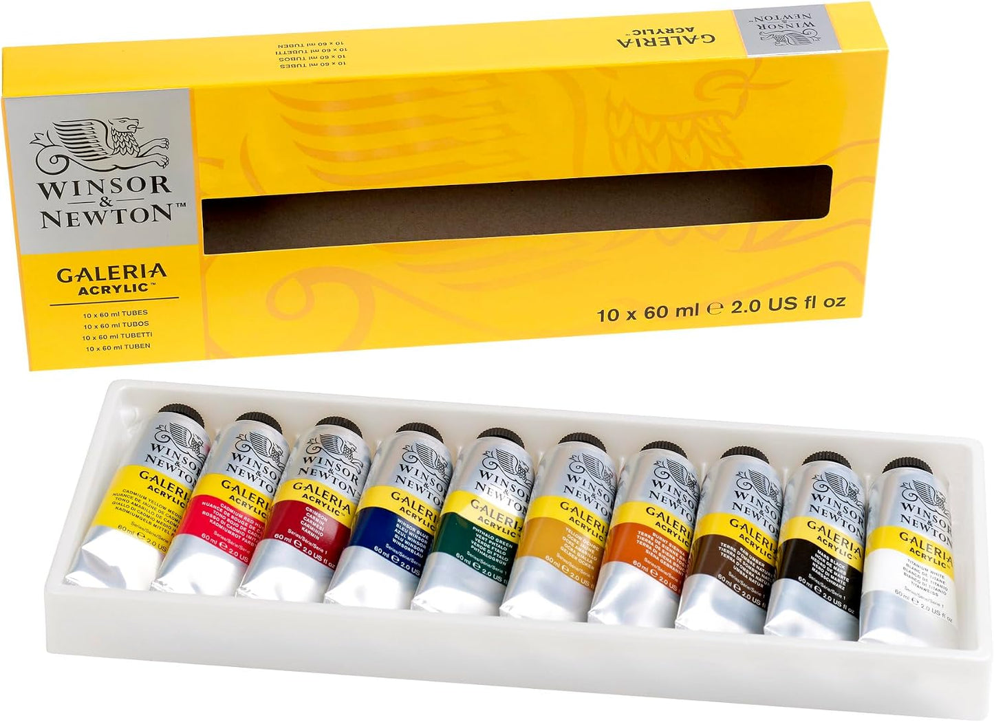 Winsor & Newton Galeria Acrylic Paint, 10 x 60ml (2--oz) Tube Paint Set