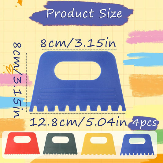 4 Pack Texture Tools for Plaster Plastic Paint Scraper Tool Art Paint Scrapers Kit Textured Art Tools Art Putty Scraper DIY Graffiti Oil Painting and Drawing Plaster Texture Tools for Texture Art on C