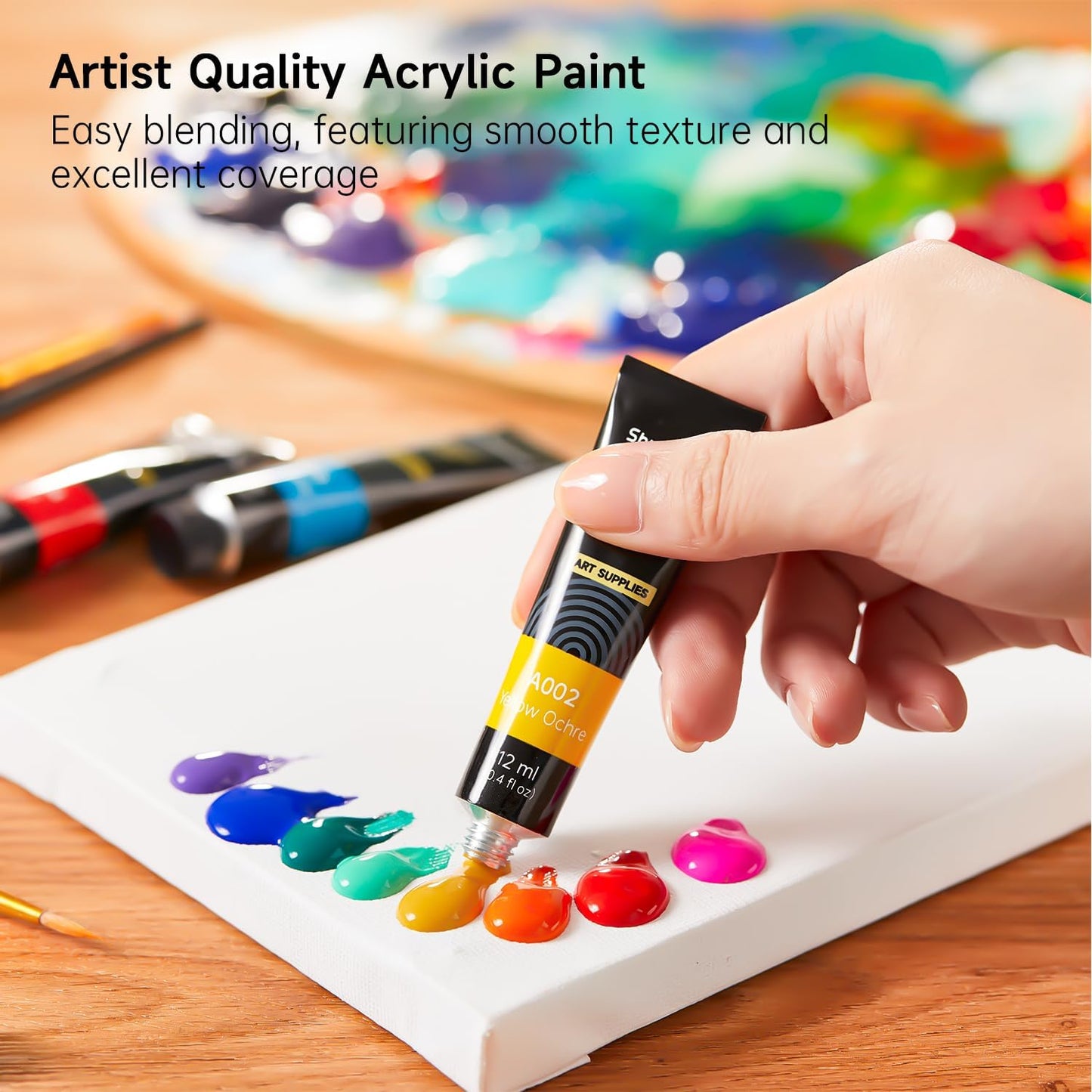 Shuttle Art Acrylic Paint Set, 15 x 12ml Tubes Artist Quality Non Toxic Rich Pigments Colors Perfect for Kids Adults Beginners Artists Painting on Canvas Wood Clay Fabric Ceramic Crafts
