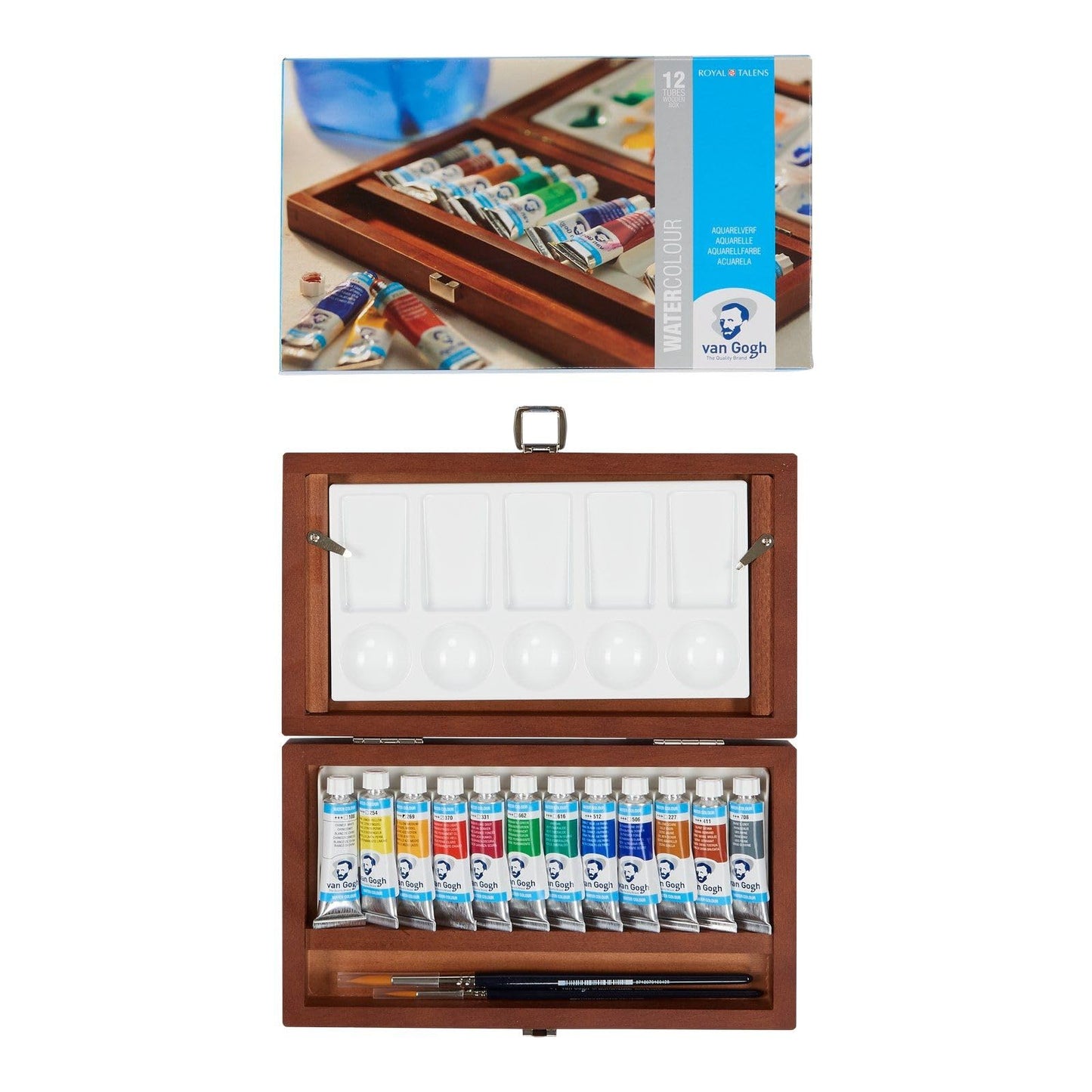 Van Gogh Watercolor Paint Set, Plastic Pocketbox, 12-Half Pan + 3-Half Pan Bonus General Selection