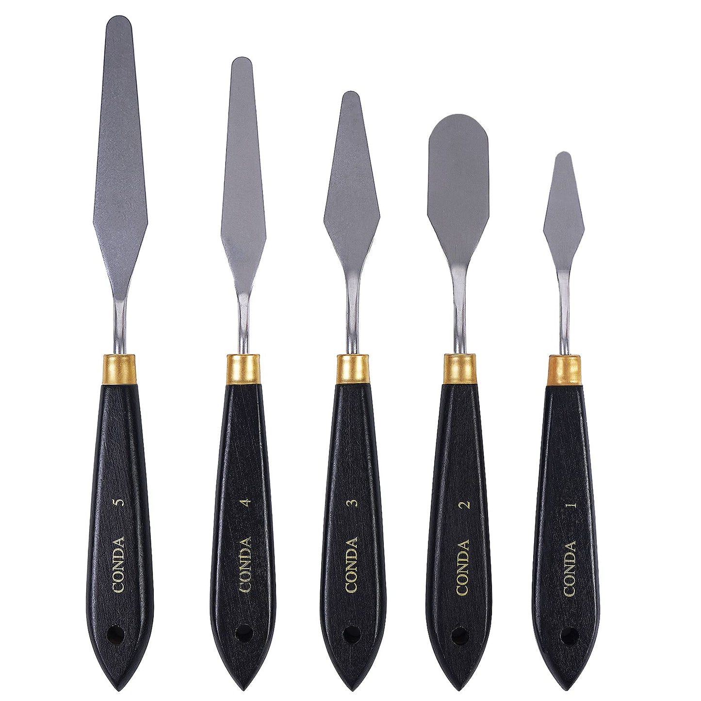 CONDA Palette Knife Set -10Pcs Stainless Steel Spatula Pallet Knife Painting Tools Metal Knives Wood Handle with Different Shapes and Sizes
