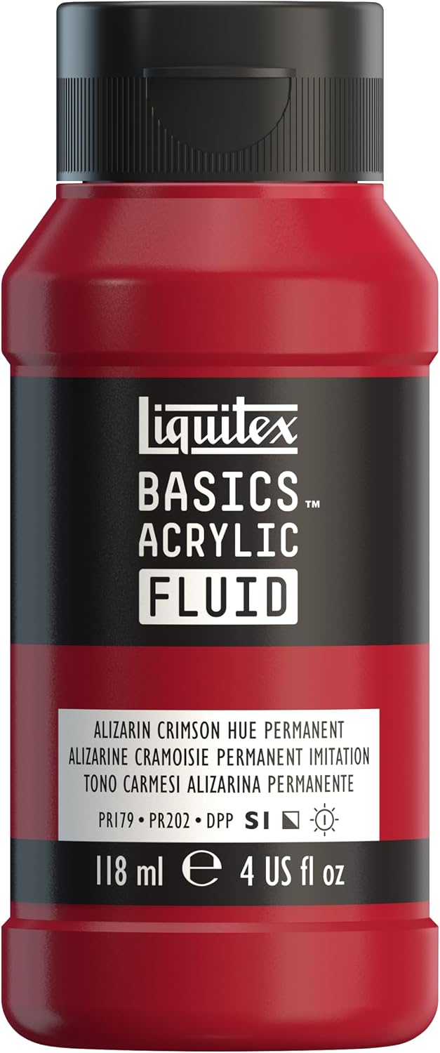 Liquitex BASICS Acrylic Fluid Paint, 118ml (4-oz) Bottle, Alizarin Crimson Permanent Hue