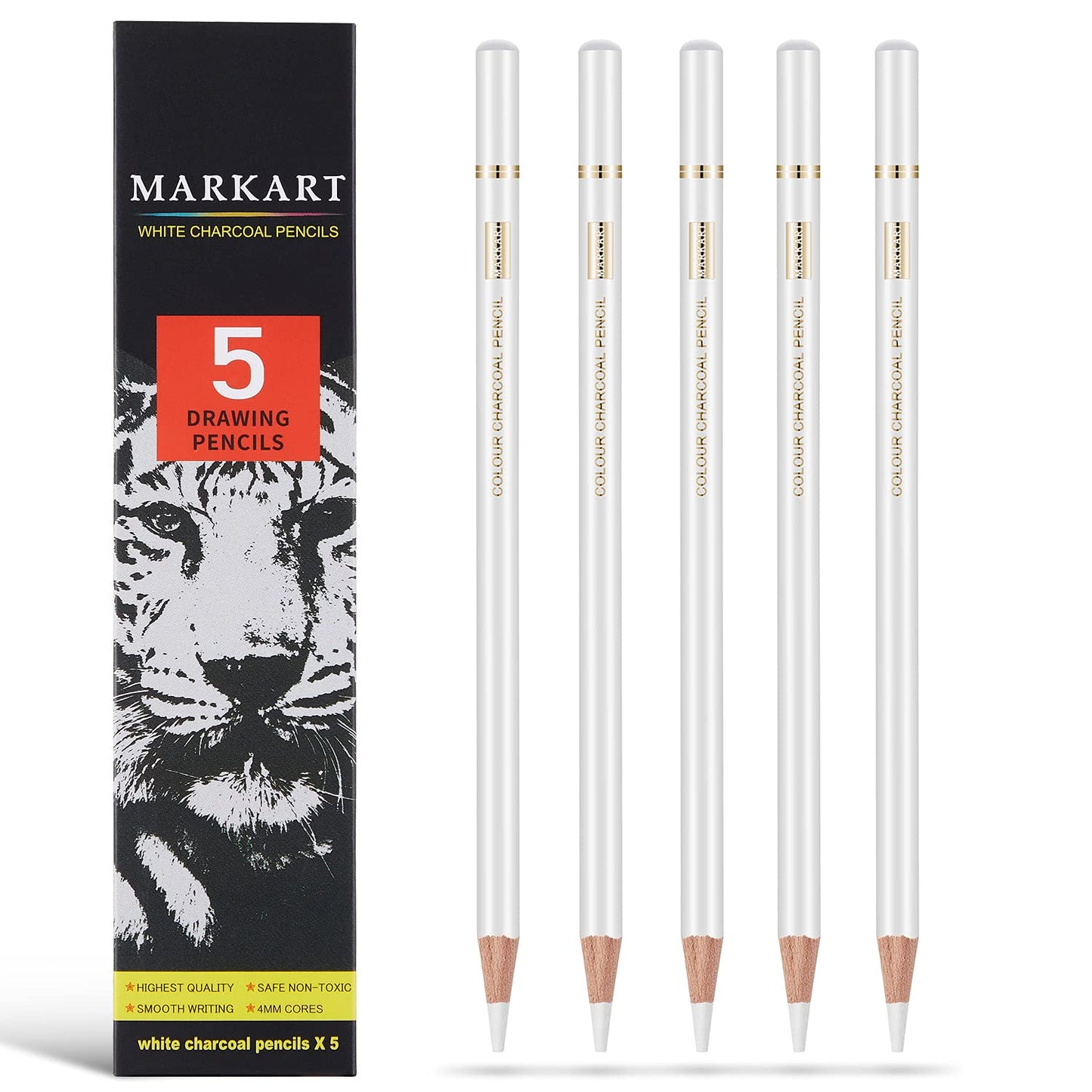 MARKART Professional Charcoal Pencils Drawing Set, 10 Pcs Soft Medium Hard | Charcoal Pencils for Drawing, Sketching, Shading, Artist Pencils for Beginners & Pro Artists