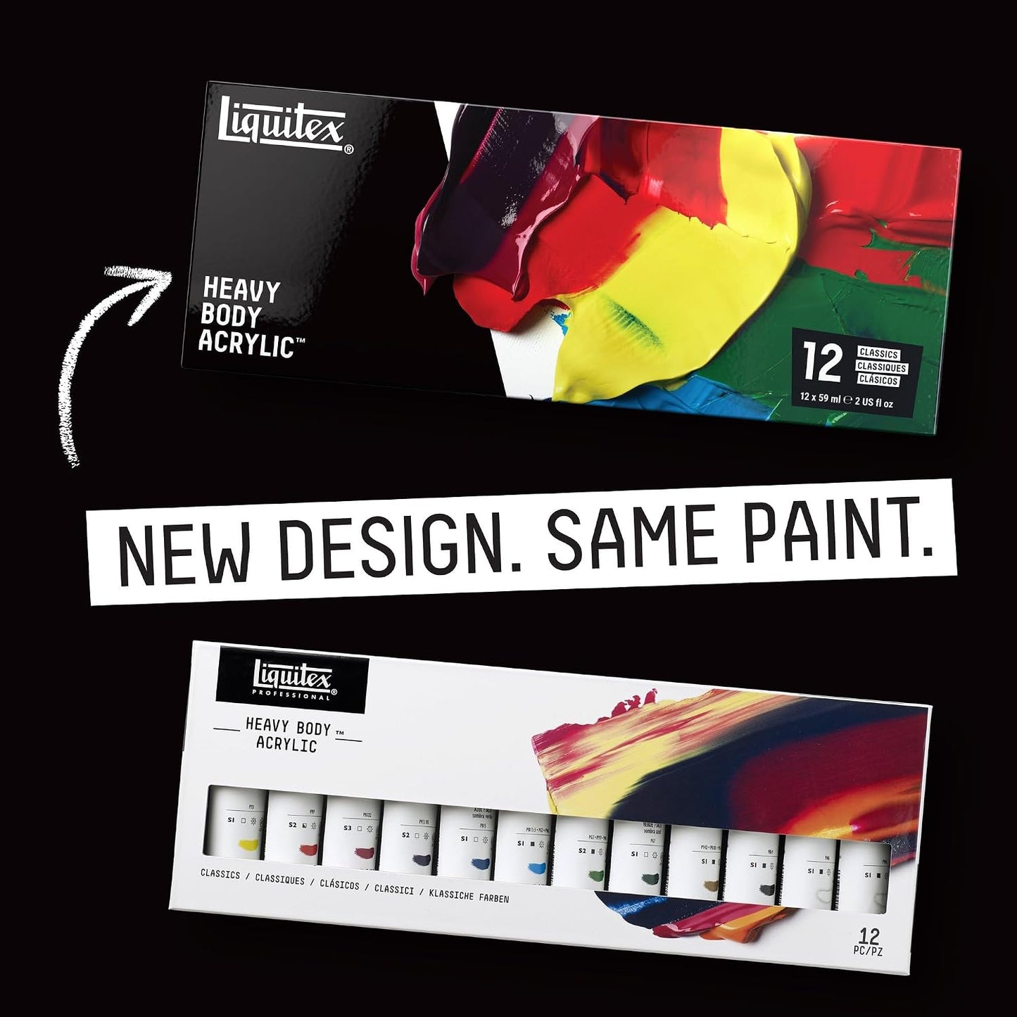 Liquitex Professional Heavy Body Acrylic Paint, Classic 12 x 59ml (2-oz) Set