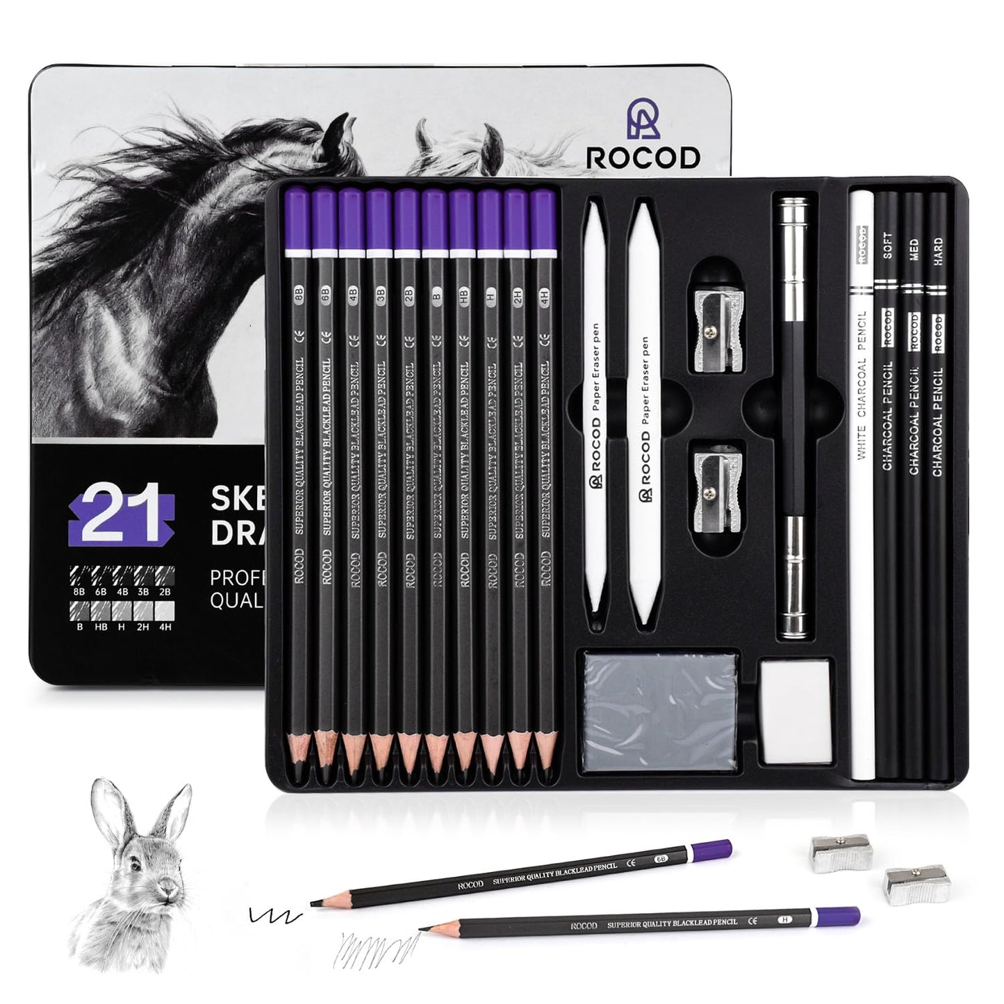 Sketch Pencils for Kids and Adults Drawing, 26-Piece Profession Sketching Pencils, Drawing Pencil for Artists Beginner Sketching, Art Graphite Pencil 6B to 4H