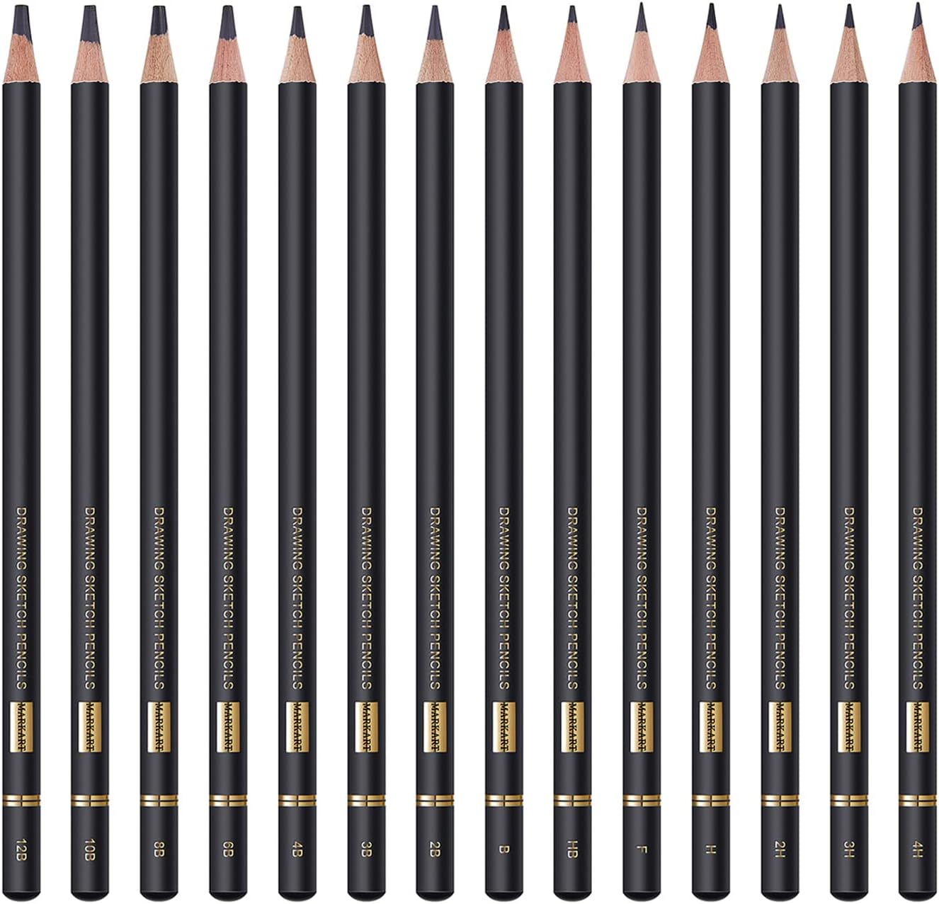 MARKART Drawing Sketching Pencils Set, 14 Pieces, Graphite Pencil(12B - 4H) | Professional Sketch Pencils for Drawing Art, Sketching, Shading & Art Projects , Artist Pencils for Beginners & Pro Artists